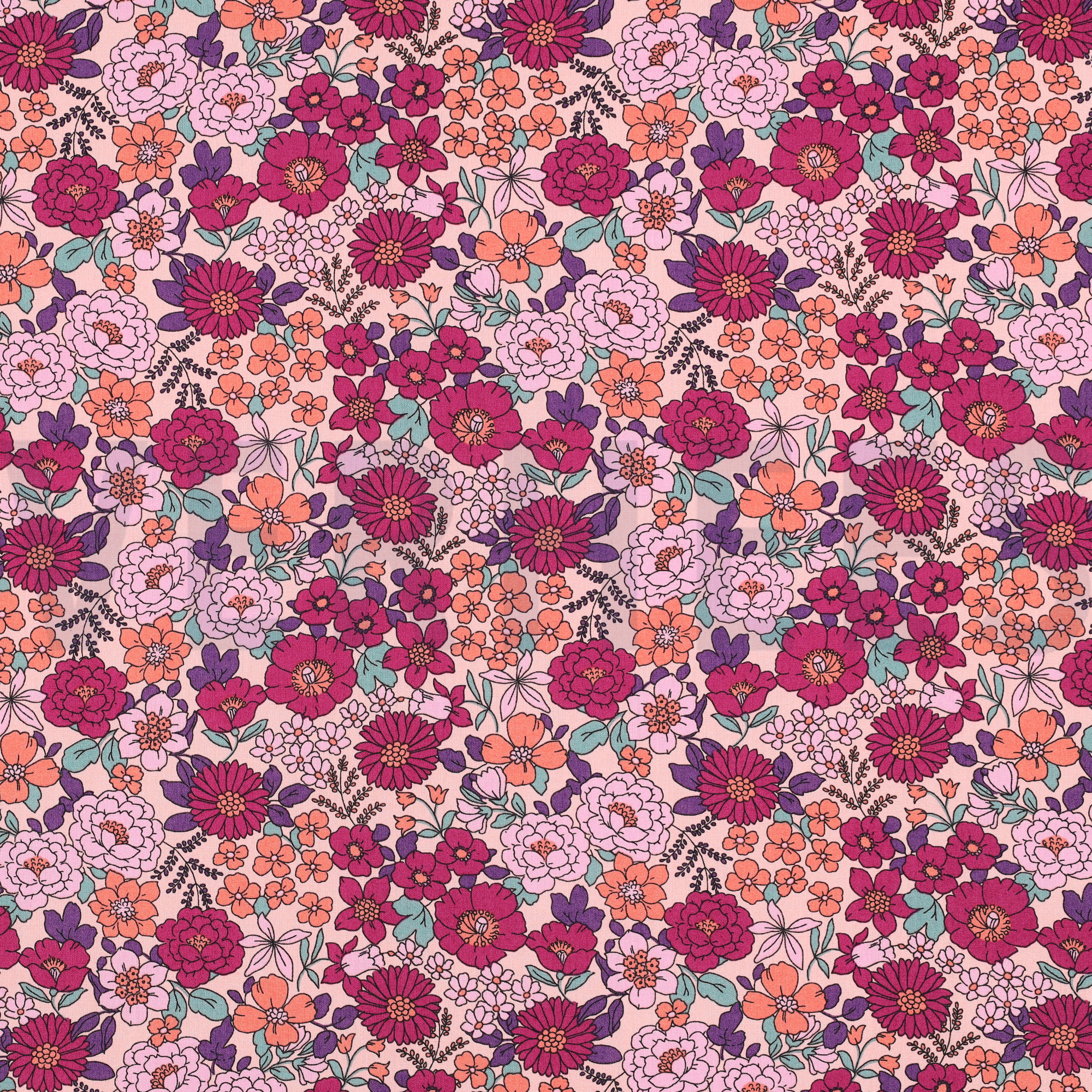 FEIN GEWEBTE BAUMWOLLPOPELINE BLUMEN FUCHSIA (high resolution)