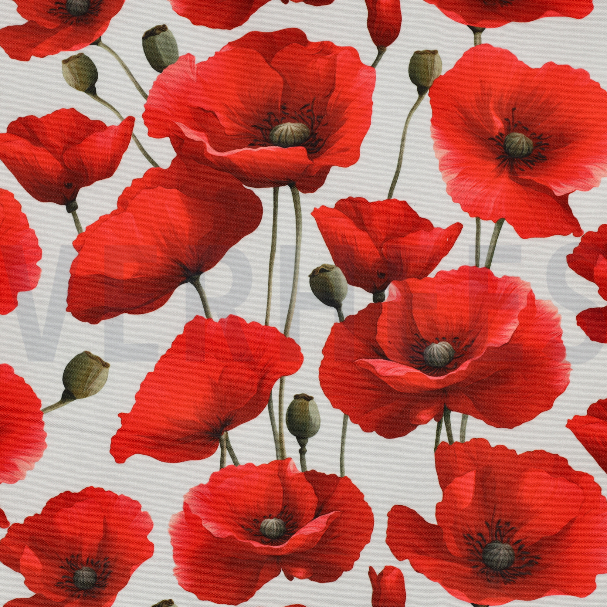 TABLECLOTH DIGITAL WATER REPELLENT POPPIES OFF WHITE (high resolution)