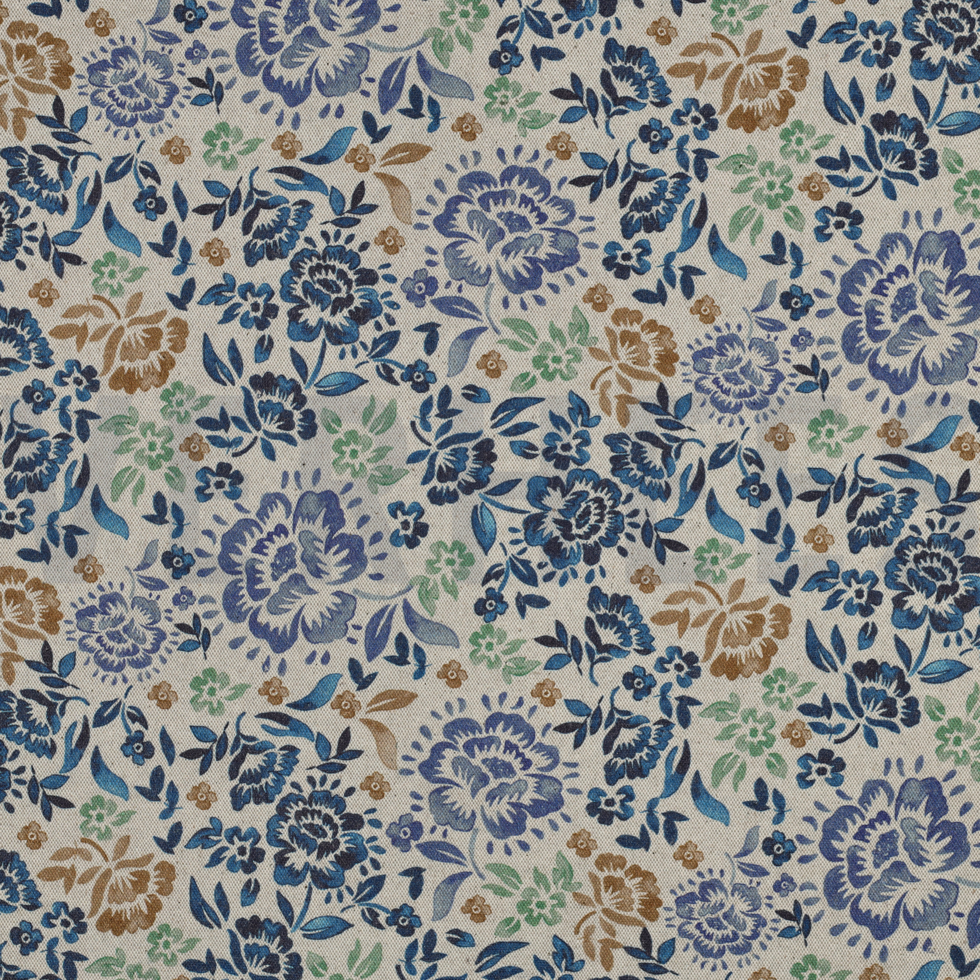CANVAS LINEN LOOK DIGITAL FLOWERS BLUE (high resolution)
