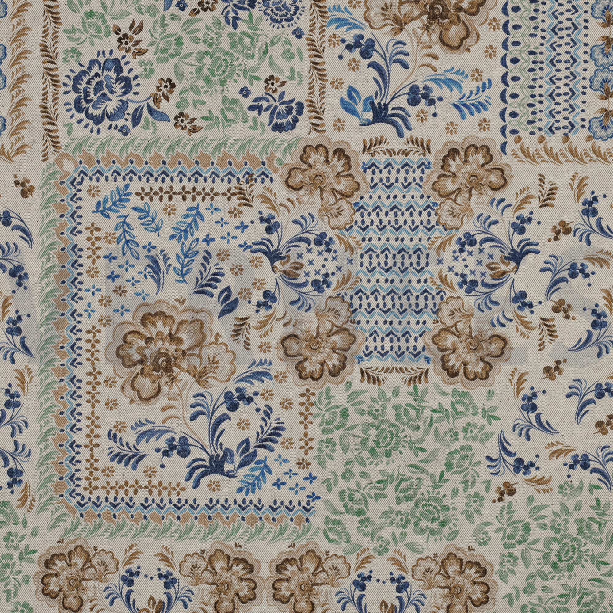 CANVAS LINEN LOOK DIGITAL FLOWERS BLUE (high resolution)