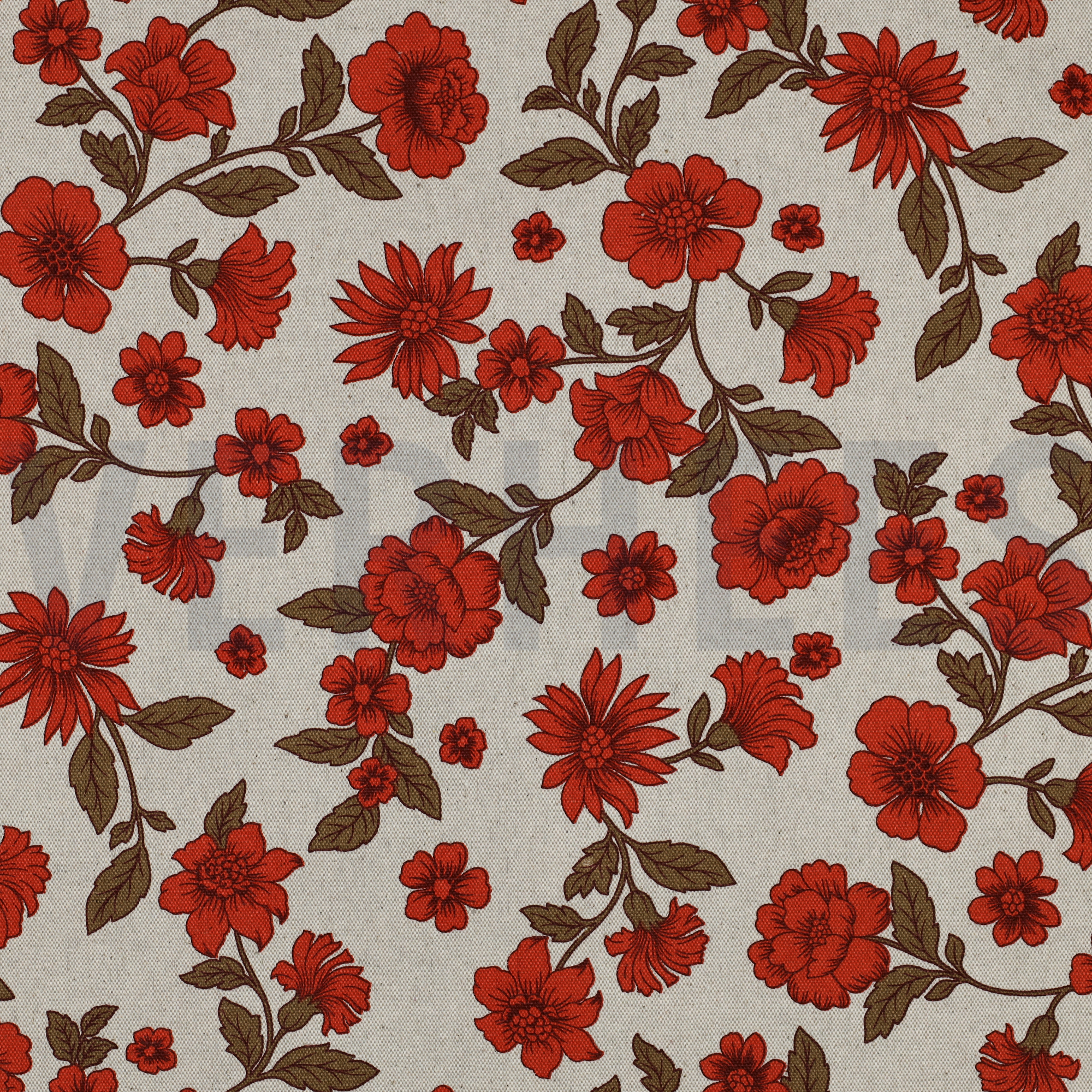 CANVAS LEINENOPTIK BLUMEN ROT (high resolution)