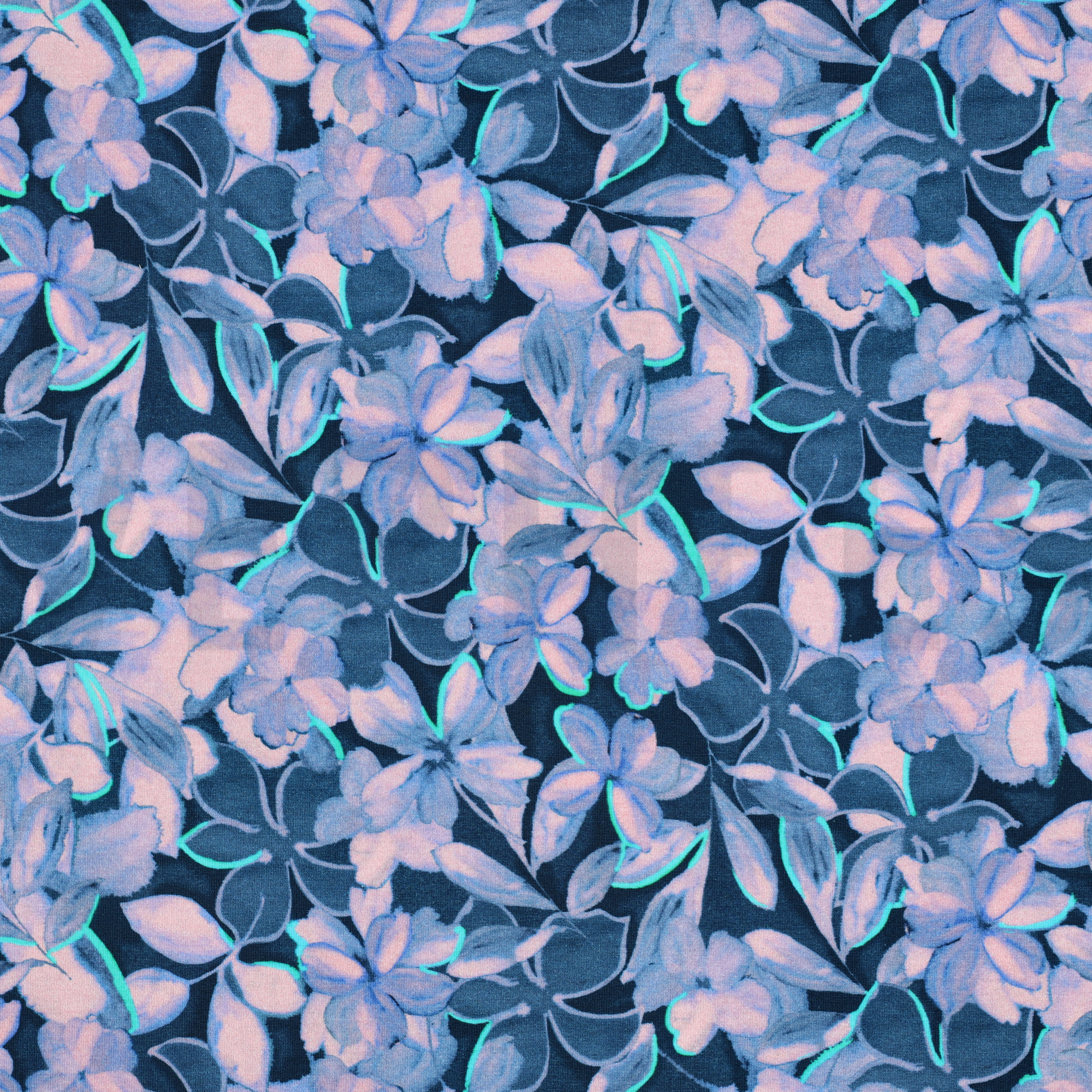 FRENCH TERRY DIGITAL BLUMEN BLAU (high resolution)