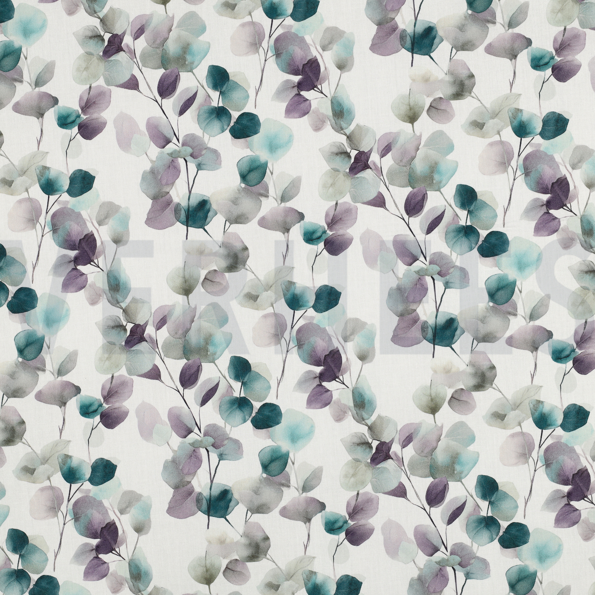 FIJNGEWEVEN KATOENEN POPLIN DIGITAAL EUCALYPTUS WIT (high resolution)