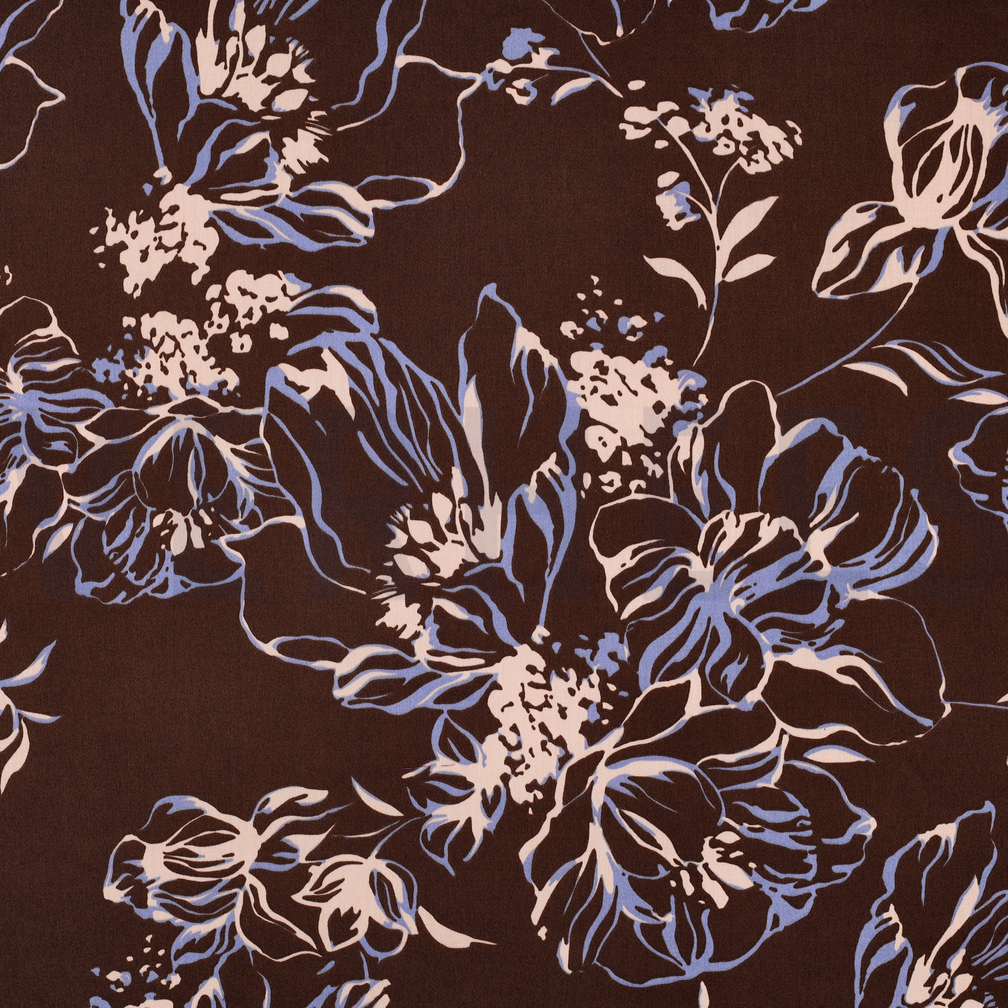 BAUMWOLLE SATIN BLUMEN BRAUN (high resolution)