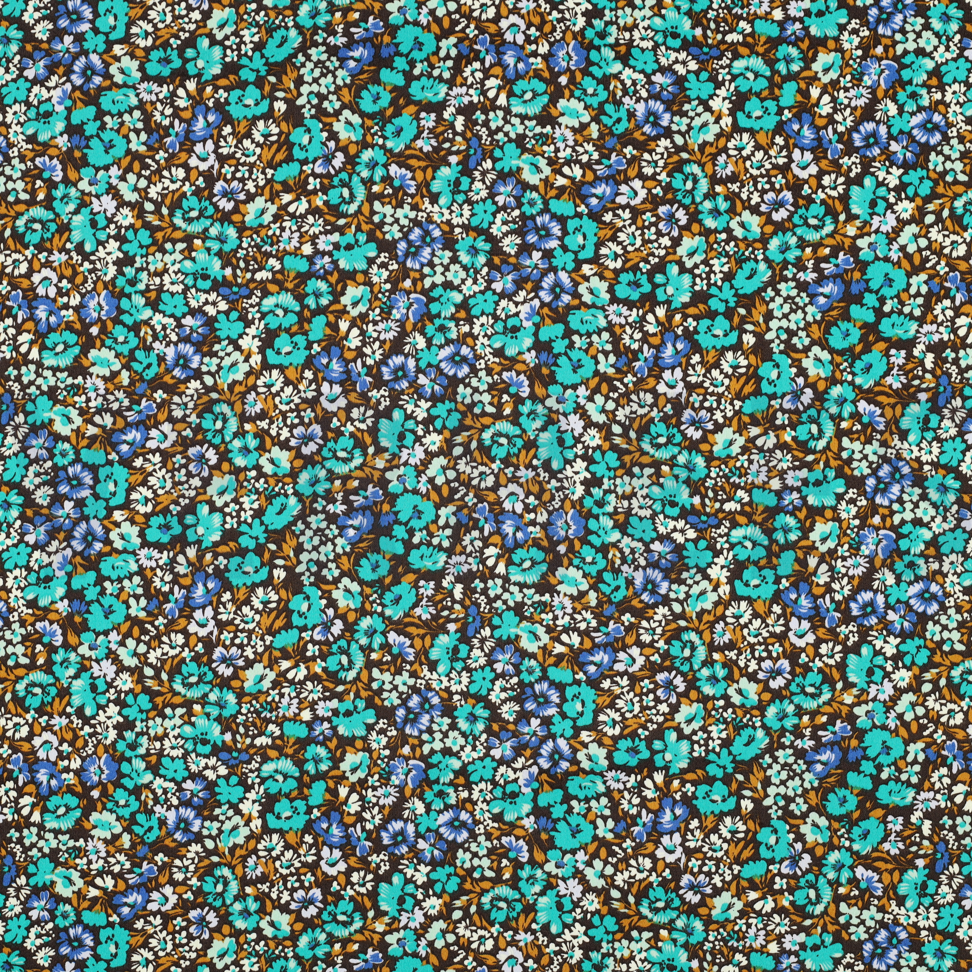 BAUMWOLLE SATIN KLEINE BLUMEN BLAU (high resolution)