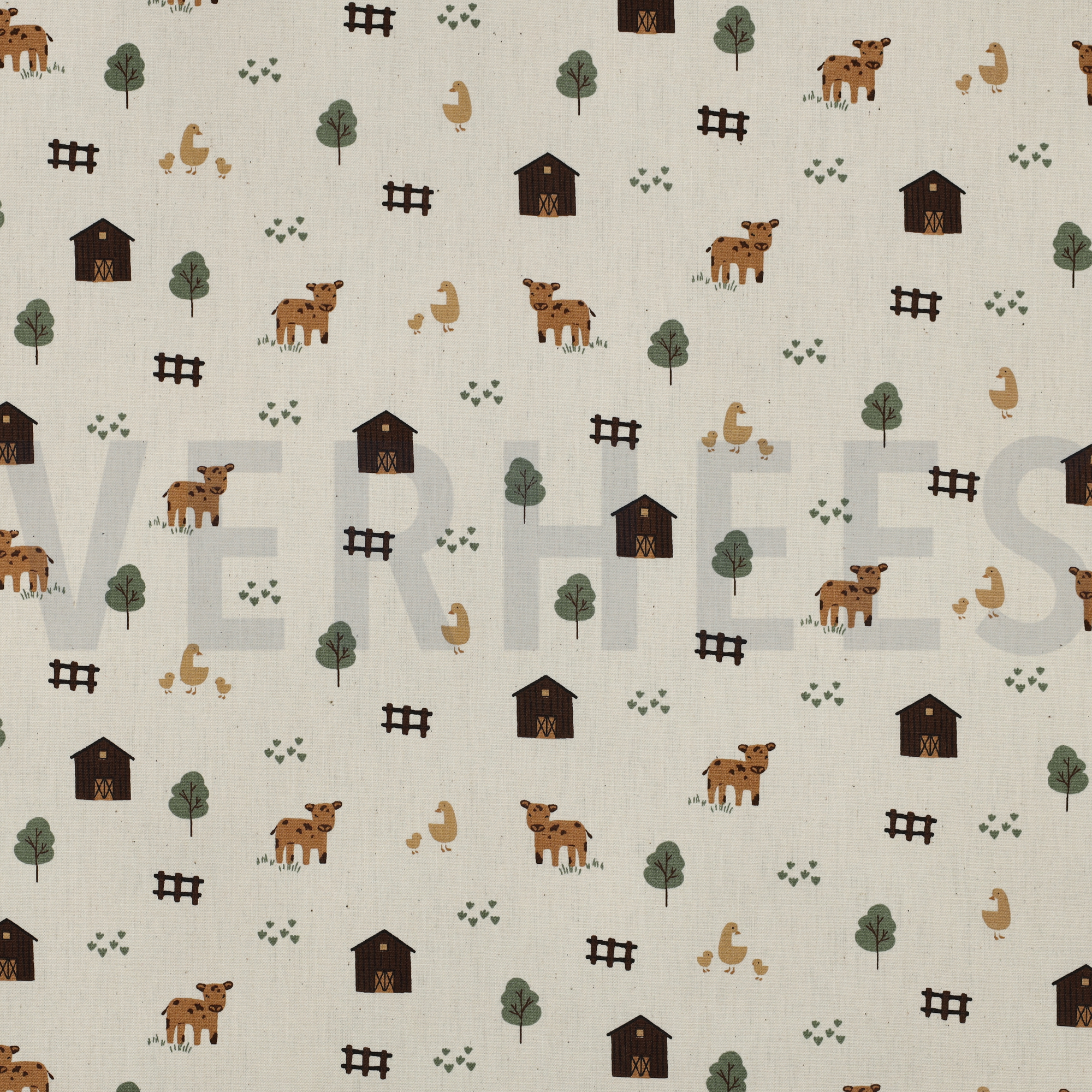 BAUMWOLLE POPELINE GOTS NATUR BAUERNHOFTIERE NATUR (high resolution)