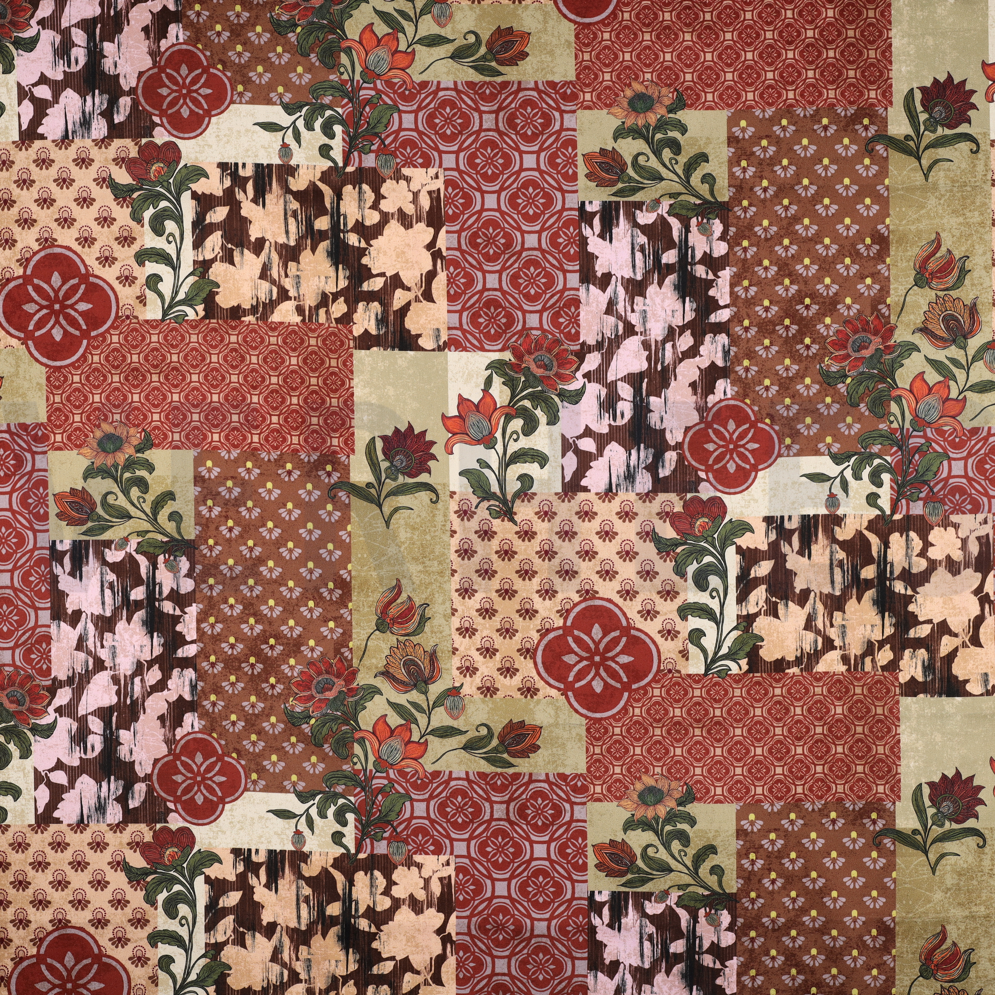 COTTON SATIN DIGITAL PATCHWORK RED (high resolution)