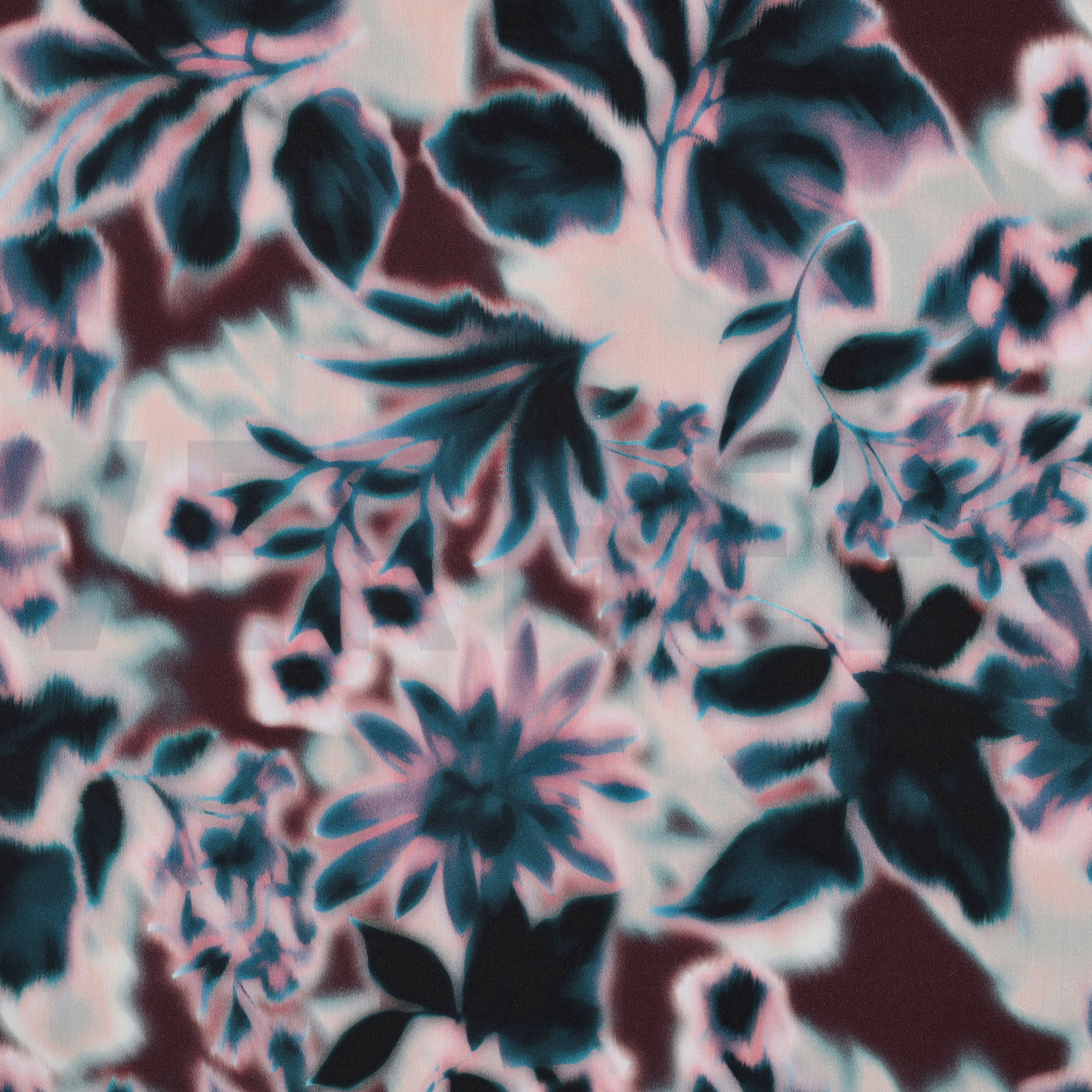 BAUMWOLLE SATIN DIGITAL BLUMEN BORDEAUXROT (high resolution)