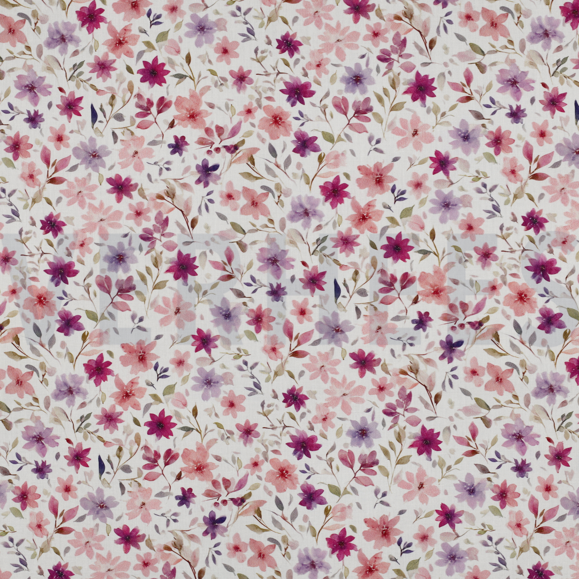 FIJNGEWEVEN KATOENEN POPLIN DIGITAAL BLOEMEN WIT (high resolution)