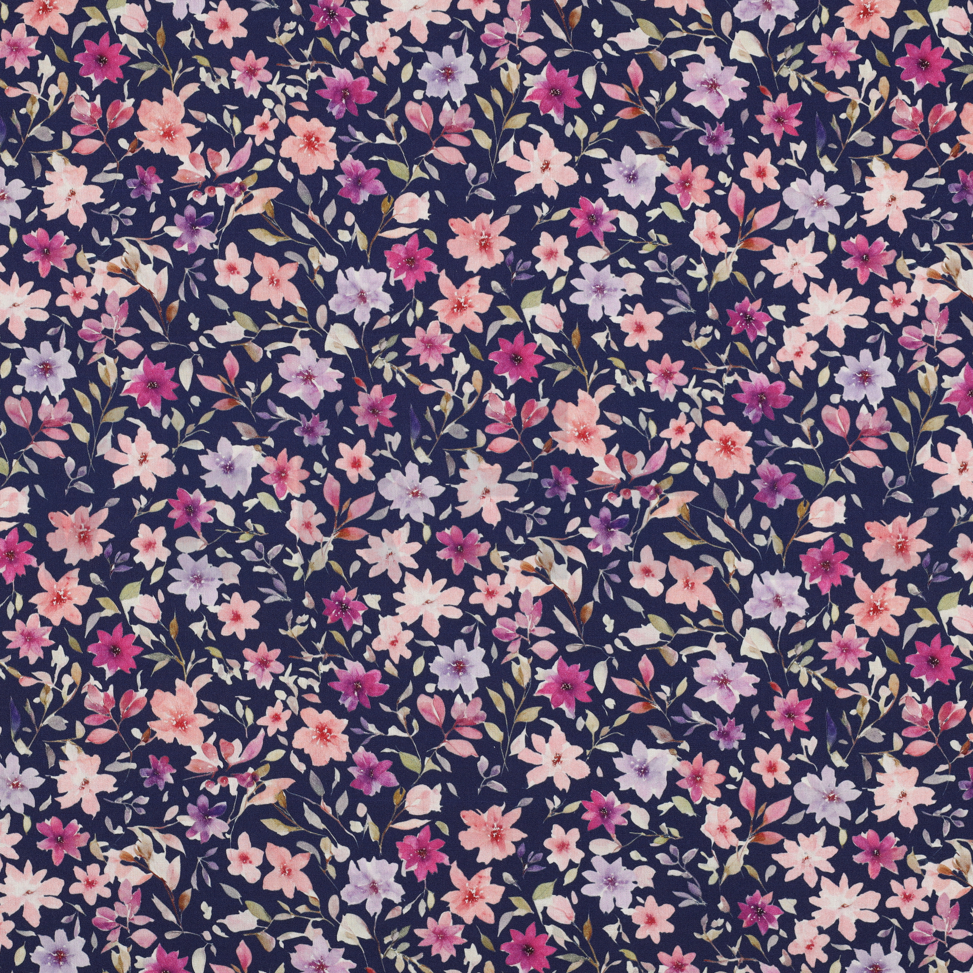FIJNGEWEVEN KATOENEN POPLIN DIGITAAL BLOEMEN BLAUW (high resolution)