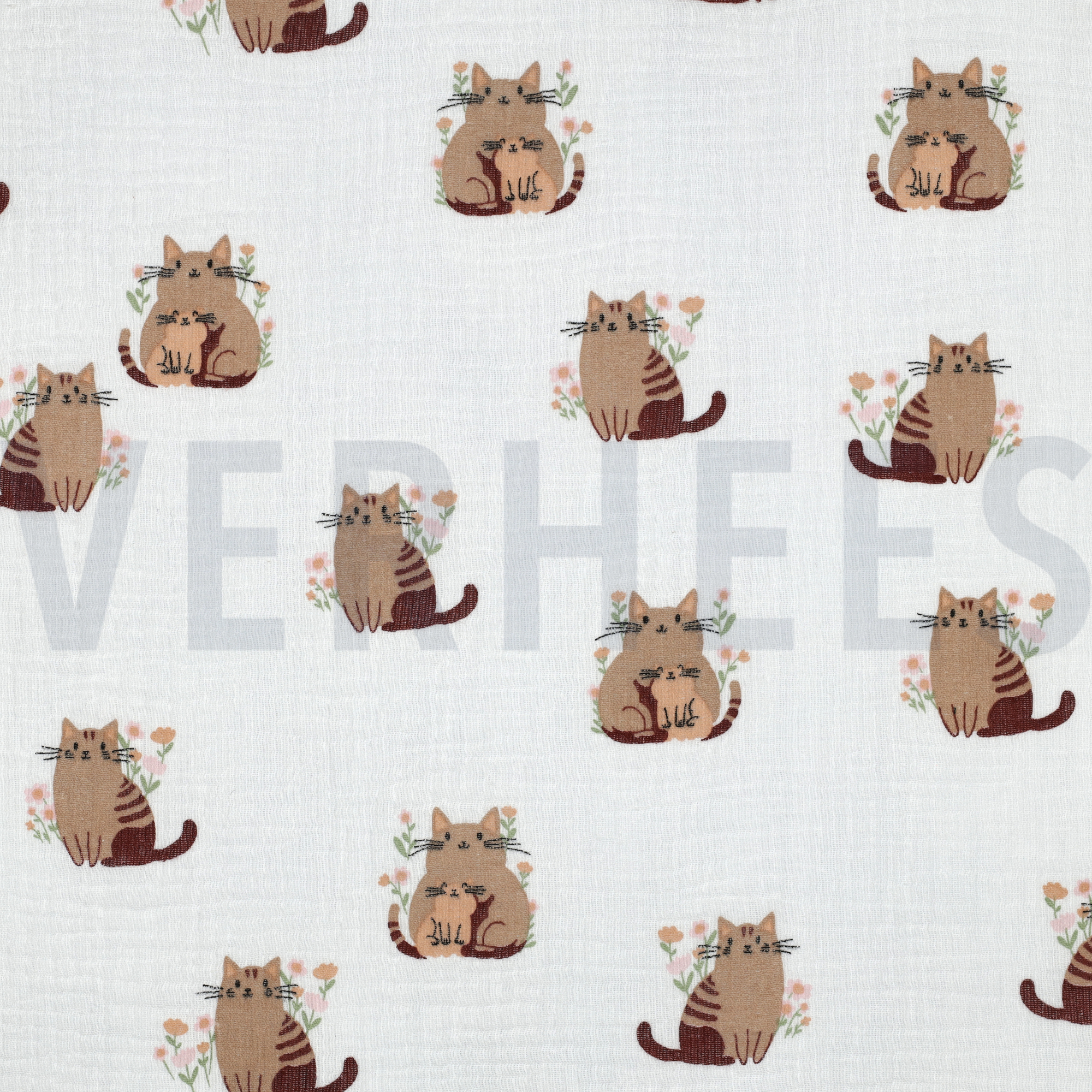 DOUBLE GAUZE CATS WHITE (high resolution)