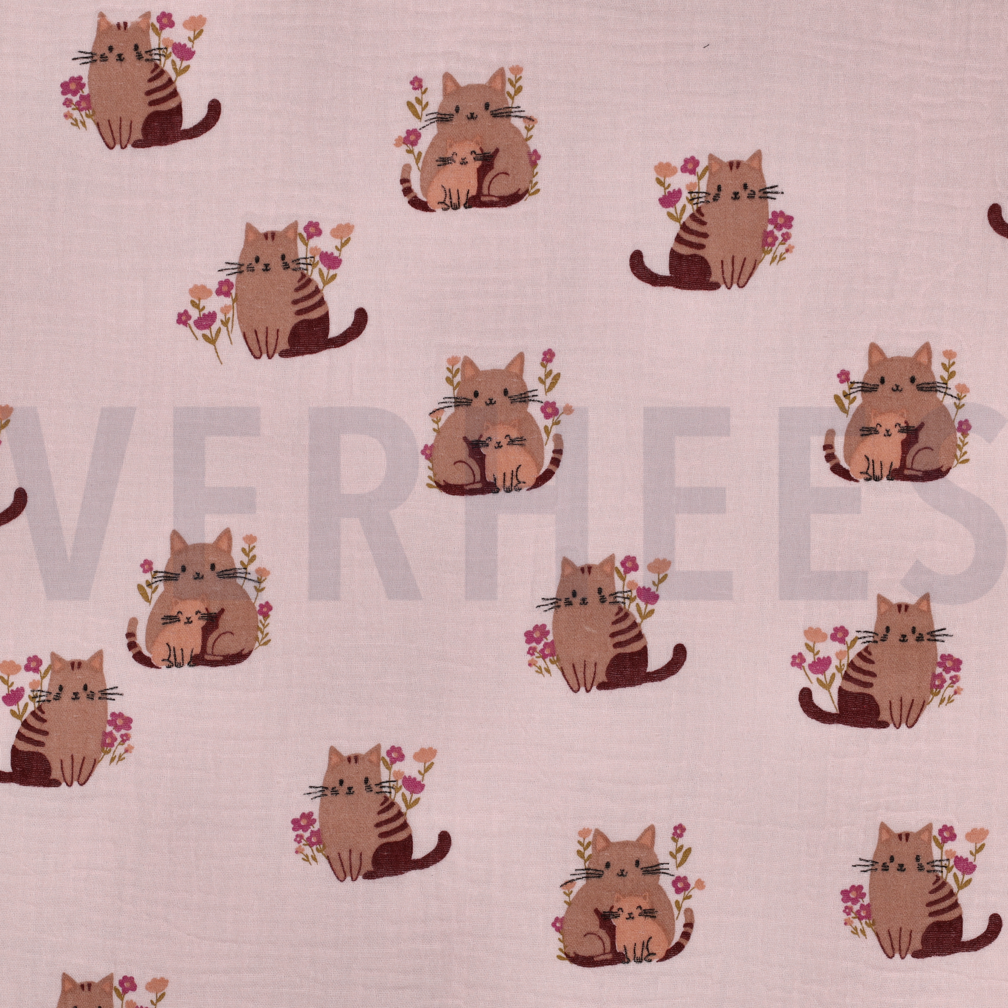 DOUBLE GAUZE CATS PINK (high resolution)
