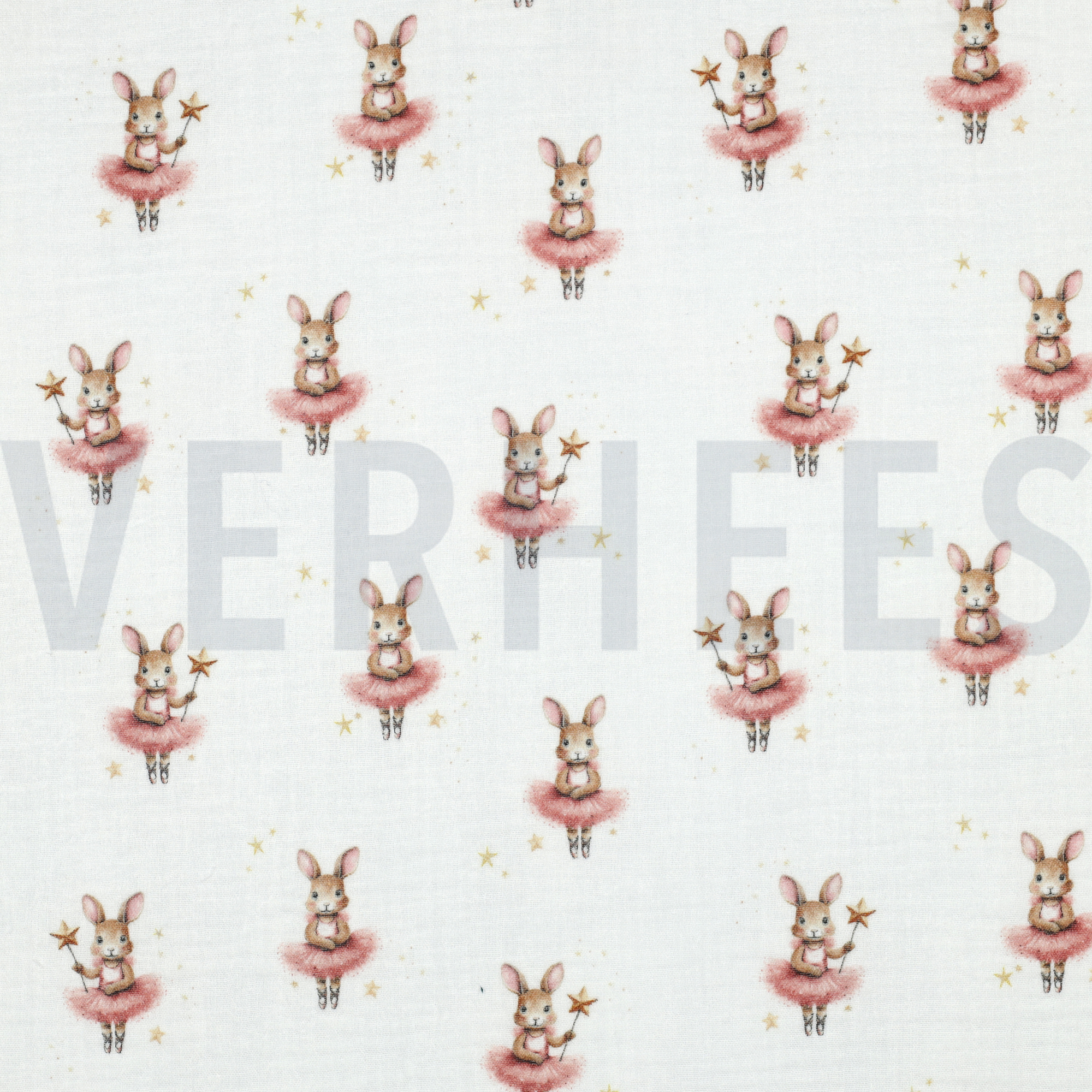 DOUBLE GAZE DE COTON LAPINS BLANC (high resolution)