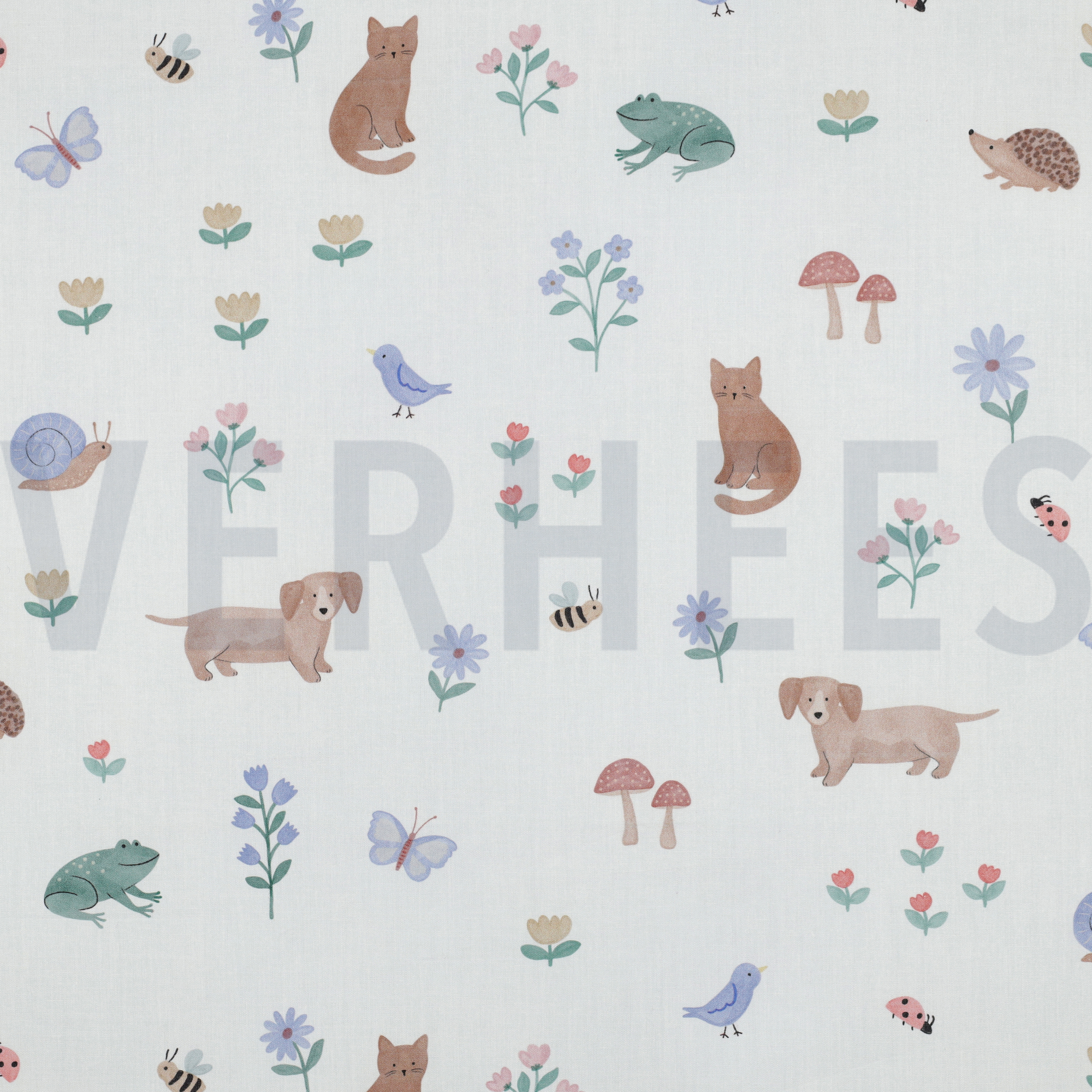 FIJNGEWEVEN KATOENEN POPLIN DIGITAAL DIEREN WIT (high resolution)