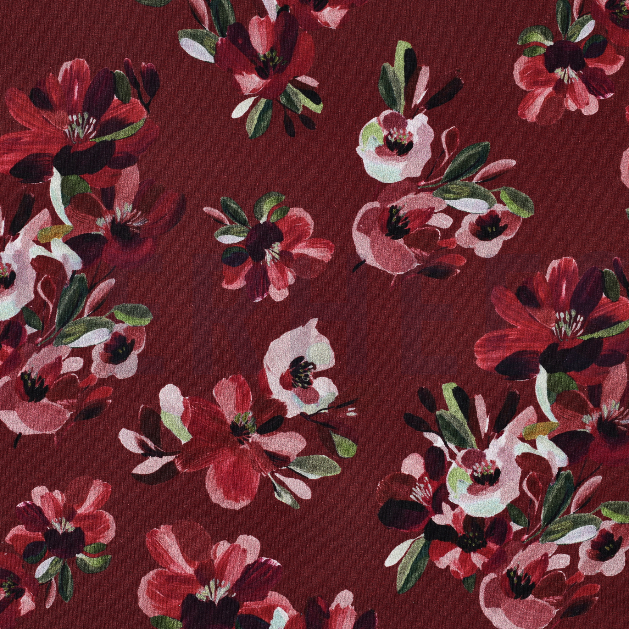 FRENCH TERRY DIGITAL FLOWERS RED (high resolution)