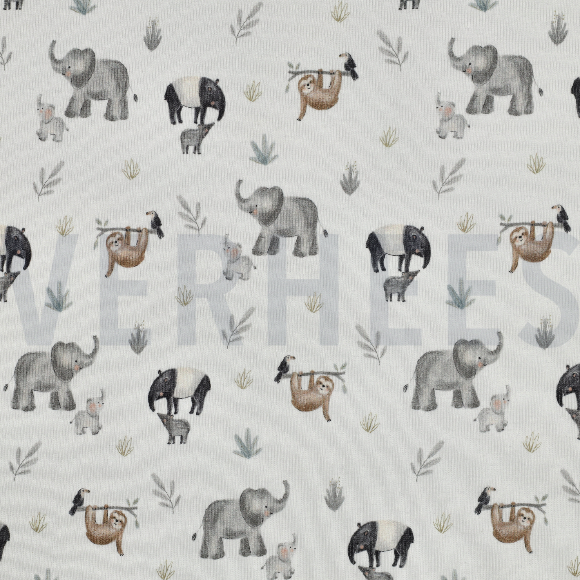 RIB JERSEY DIGITAAL SAFARI DIEREN WIT (high resolution)