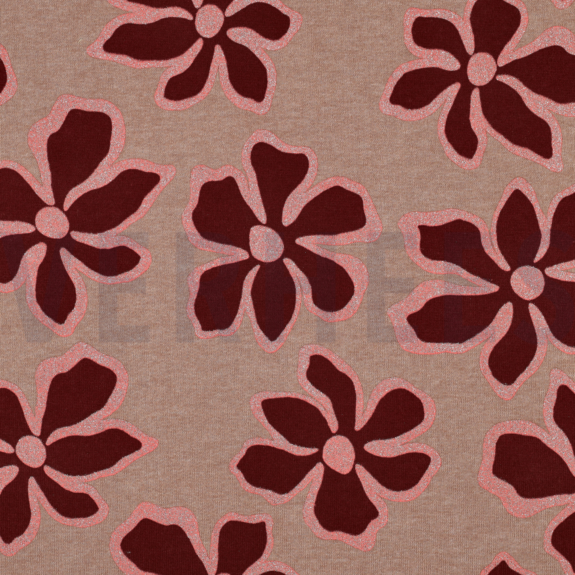 SWEAT MELIERT GLITZER BLUMEN BRAUN (high resolution)