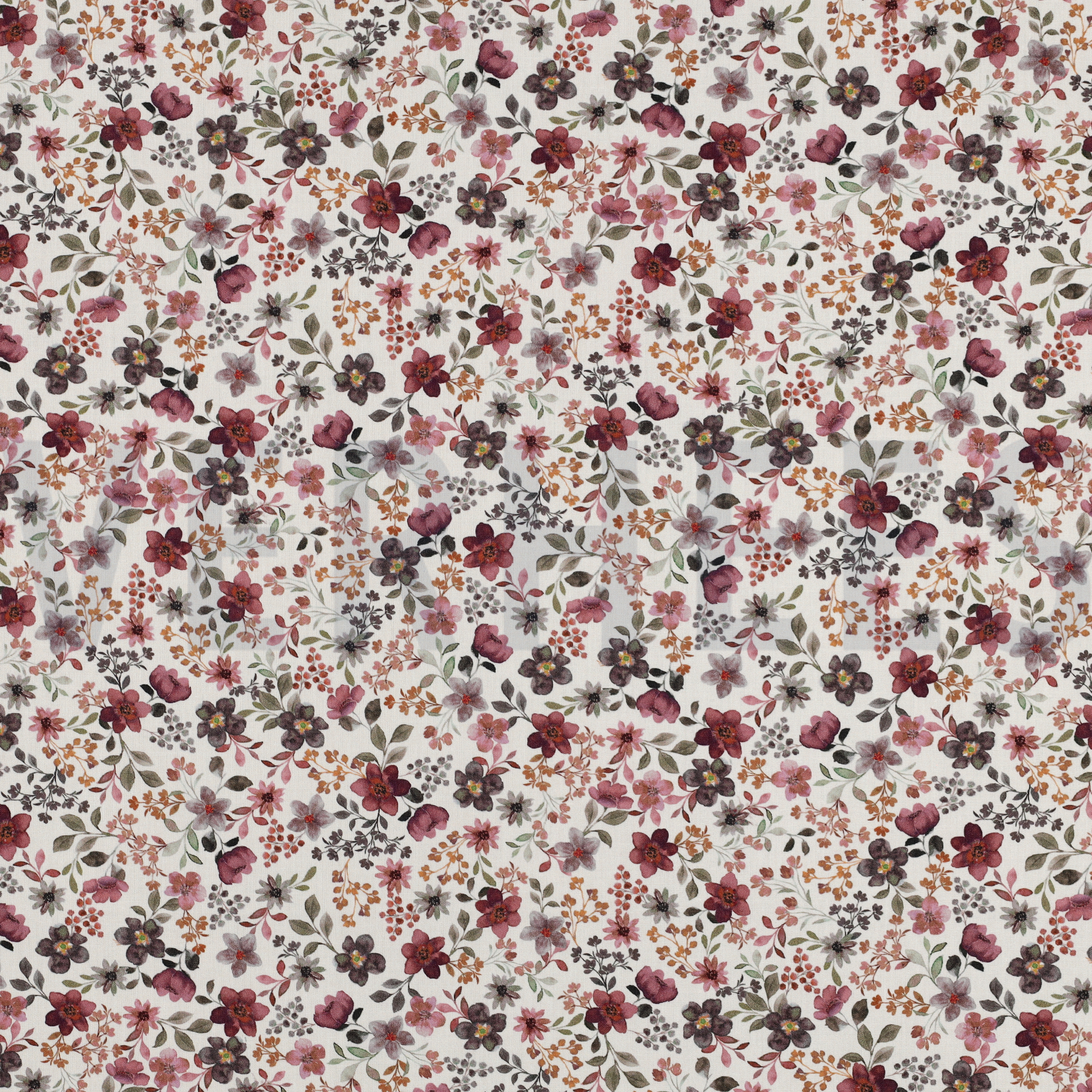 FEIN GEWEBTE BAUMWOLLPOPELINE DIGITAL BLUMEN ECRU (high resolution)