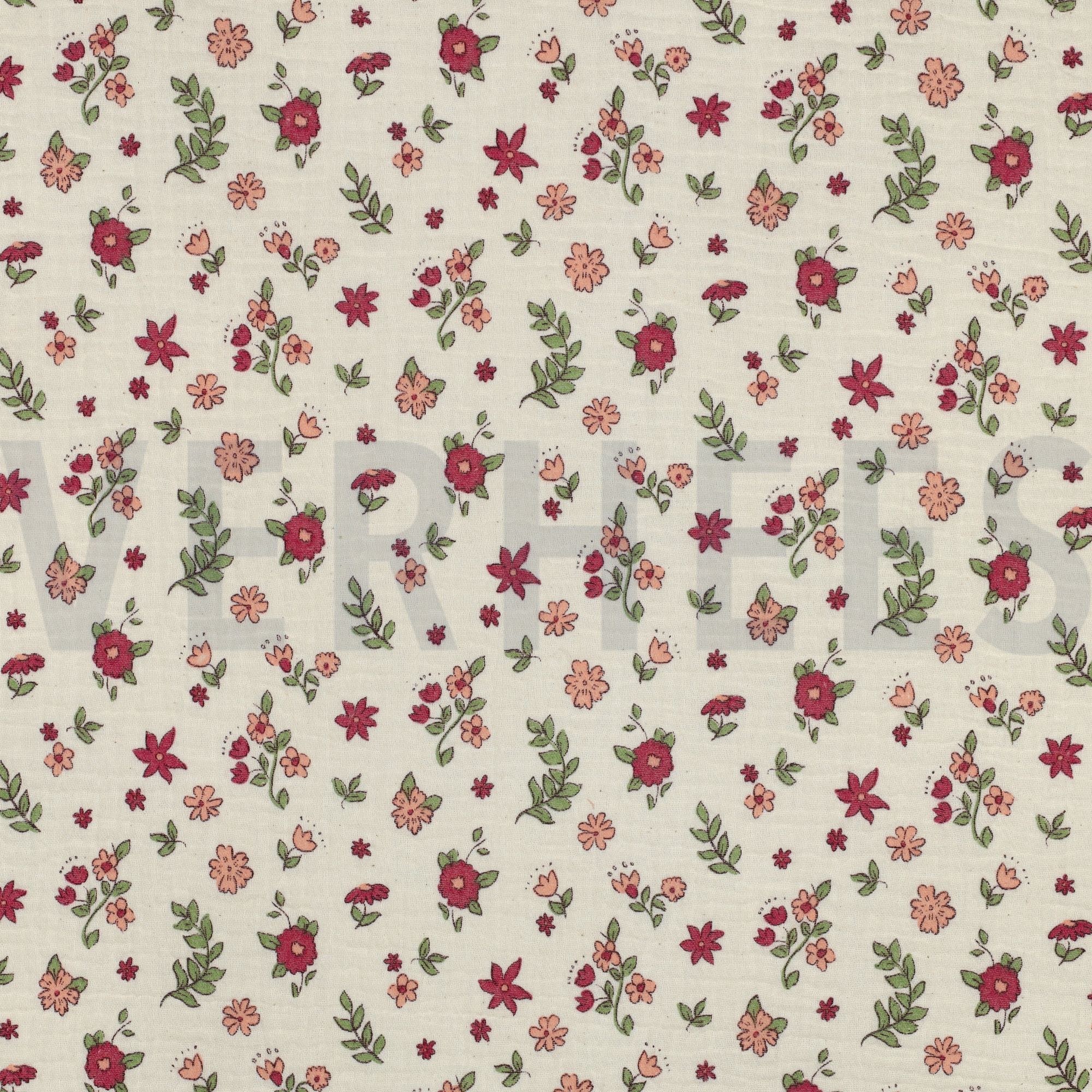 DOUBLE GAZE DE COTON GOTS FLEURS NATUREL (high resolution)