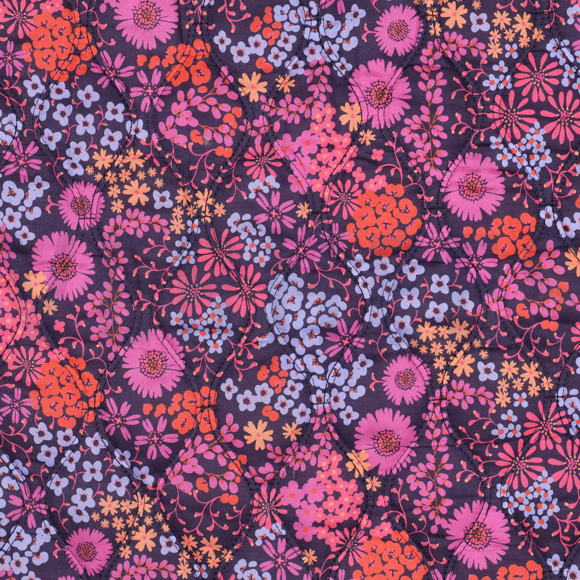 KATOENEN VOILE GEWATTEERD DIGITAAL BLOEMEN PAARS (high resolution)