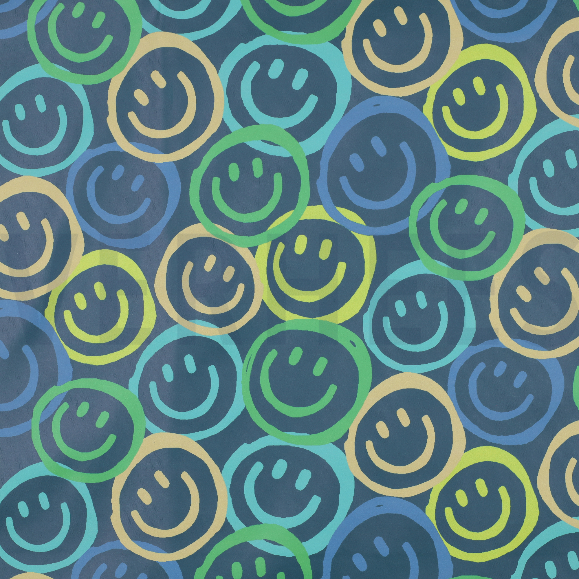 RAINCOAT DIGITAL HAPPY FACES PETROL (high resolution)