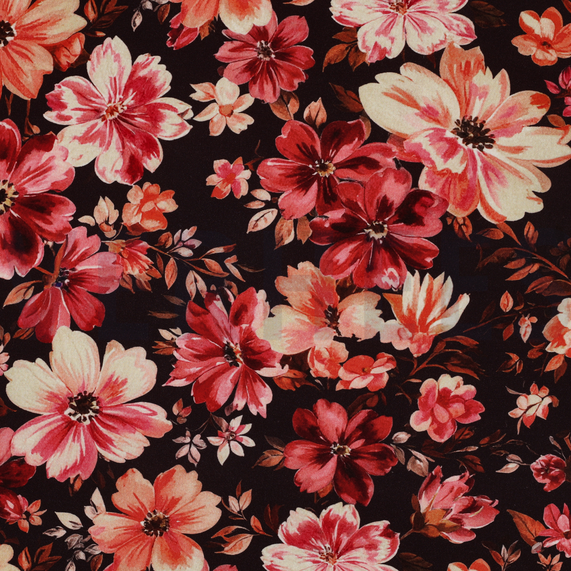 VISKOSE STRETCH DIGITAL BLUMEN BORDEAUXROT (high resolution)