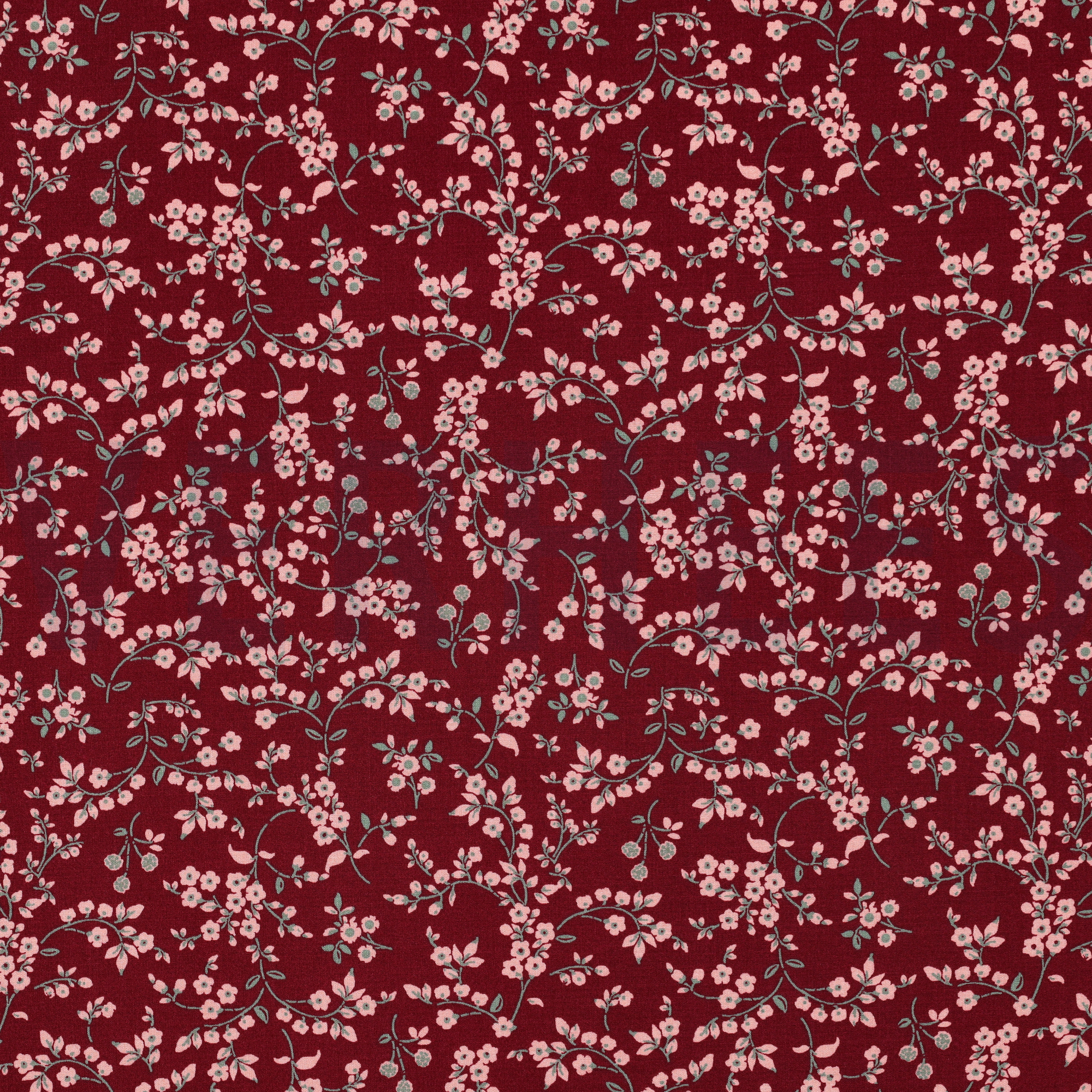 VISCOSE STRETCH FLOWERS BURGUNDY (high resolution)