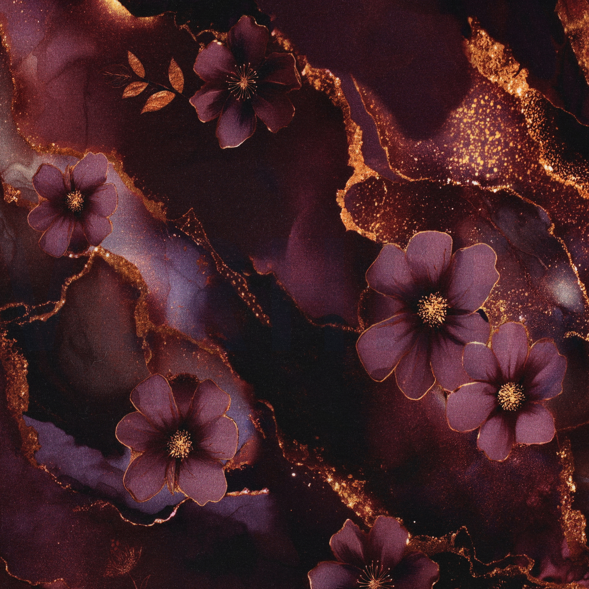 PUNTA DI ROMA DIGITAL FLOWERS AUBERGINE (high resolution)
