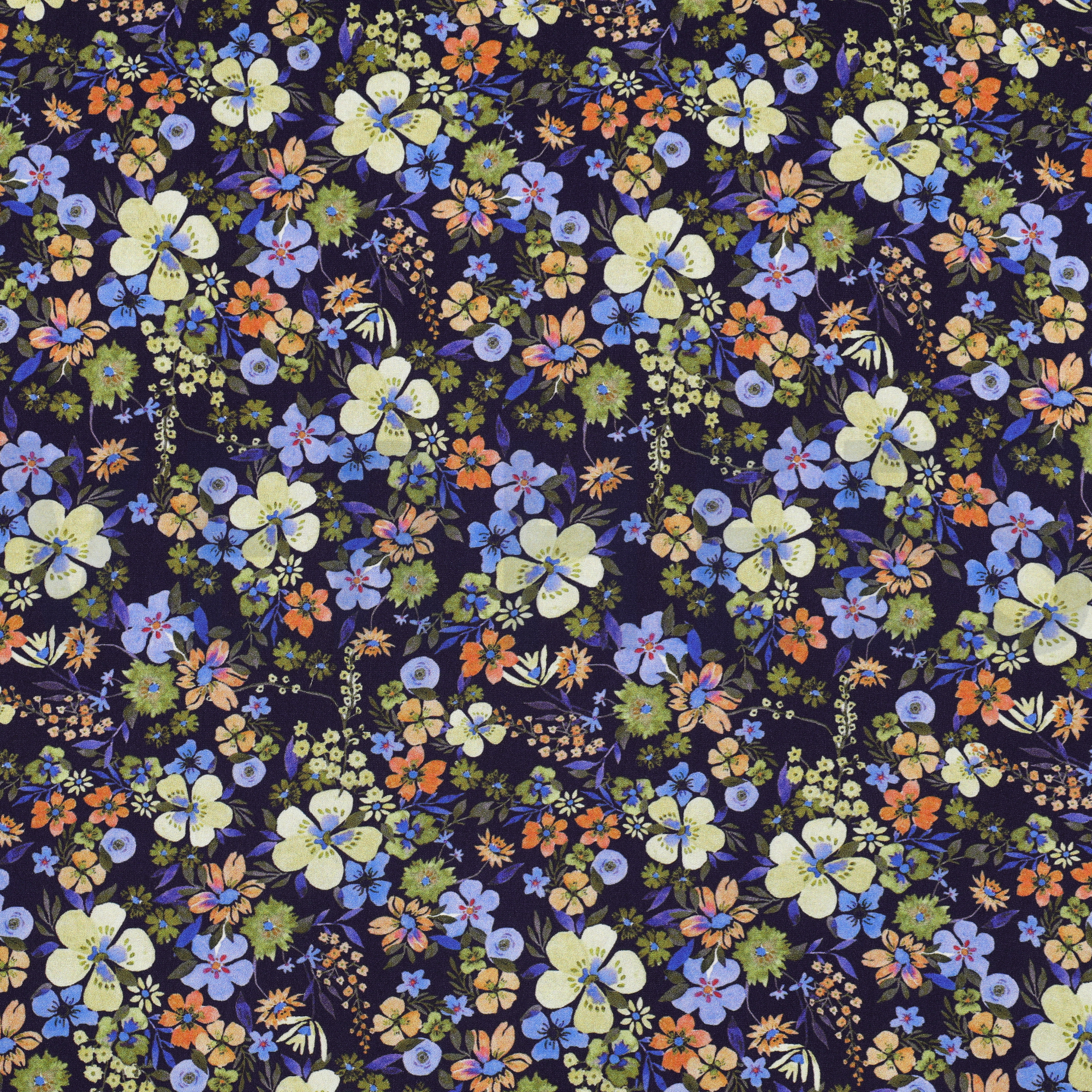 VISKOSE RADIANCE DIGITAL BLUMEN MARINEBLAU (high resolution)