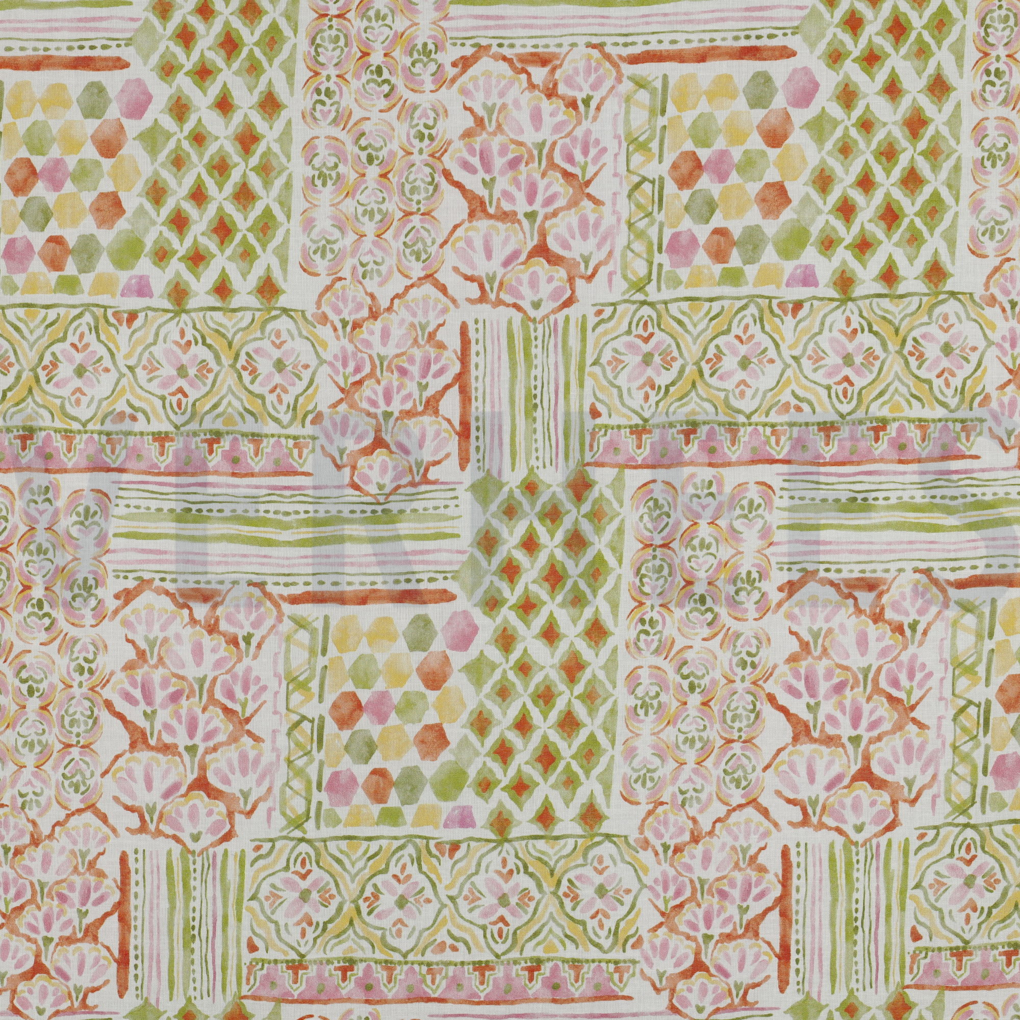 COTTON VOILE DIGITAL PATCHWORK GREEN (high resolution)