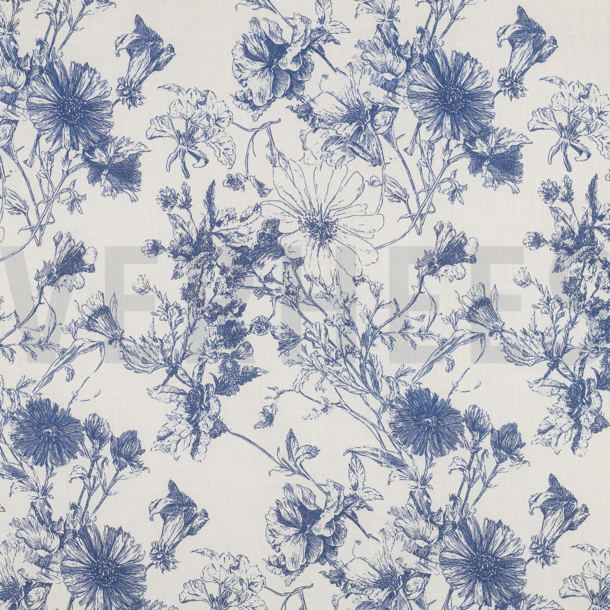 BAUMWOLLE VOILE DIGITAL BLUMEN KOBALTBLAU (high resolution)