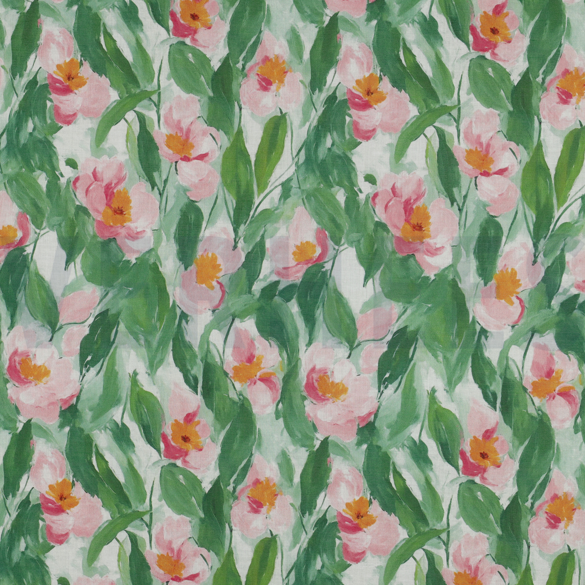 COTON VOILE DIGITAL FLEURS VERT (high resolution)