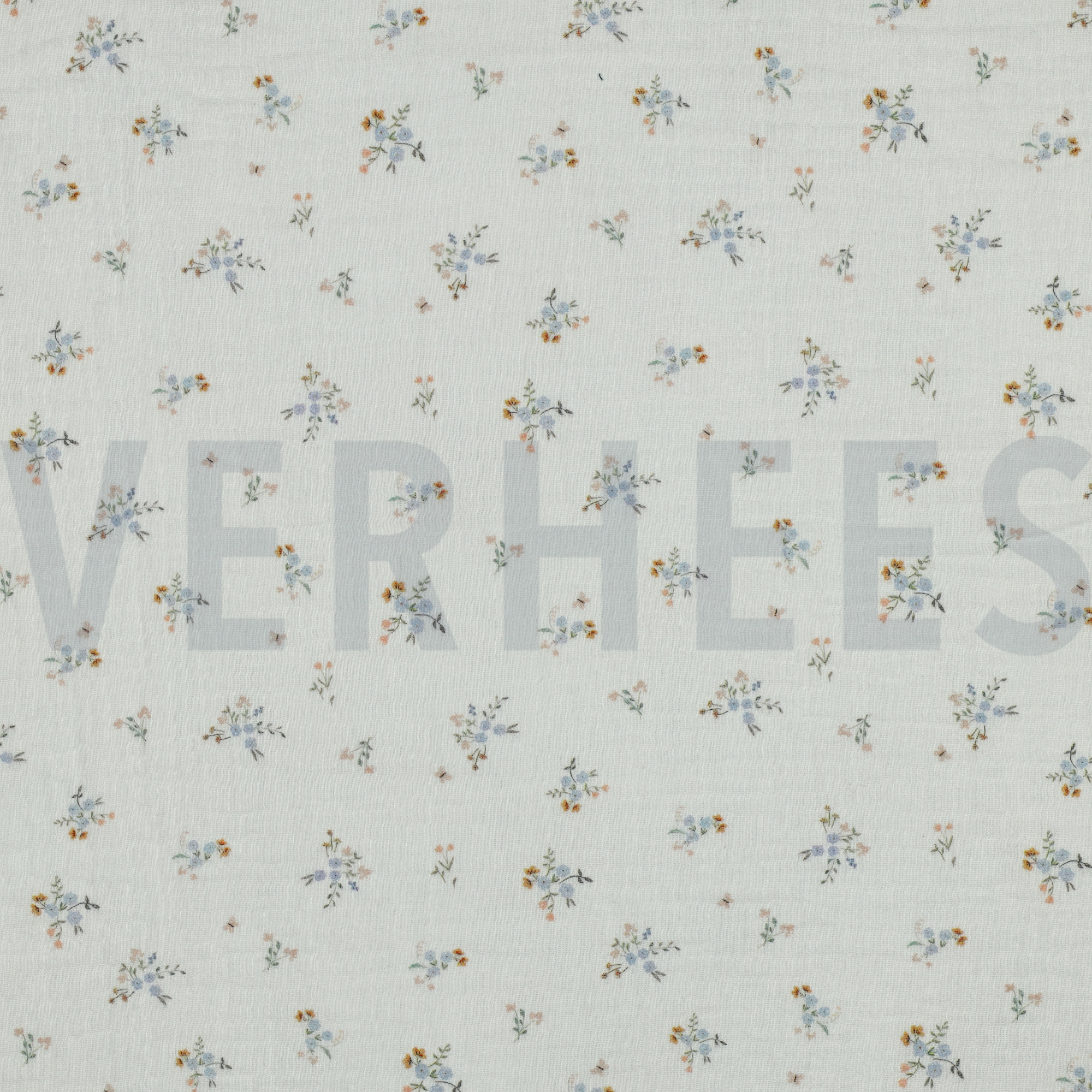 DOUBLE GAUZE DIGITAAL BLOEMEN ECRU (high resolution)