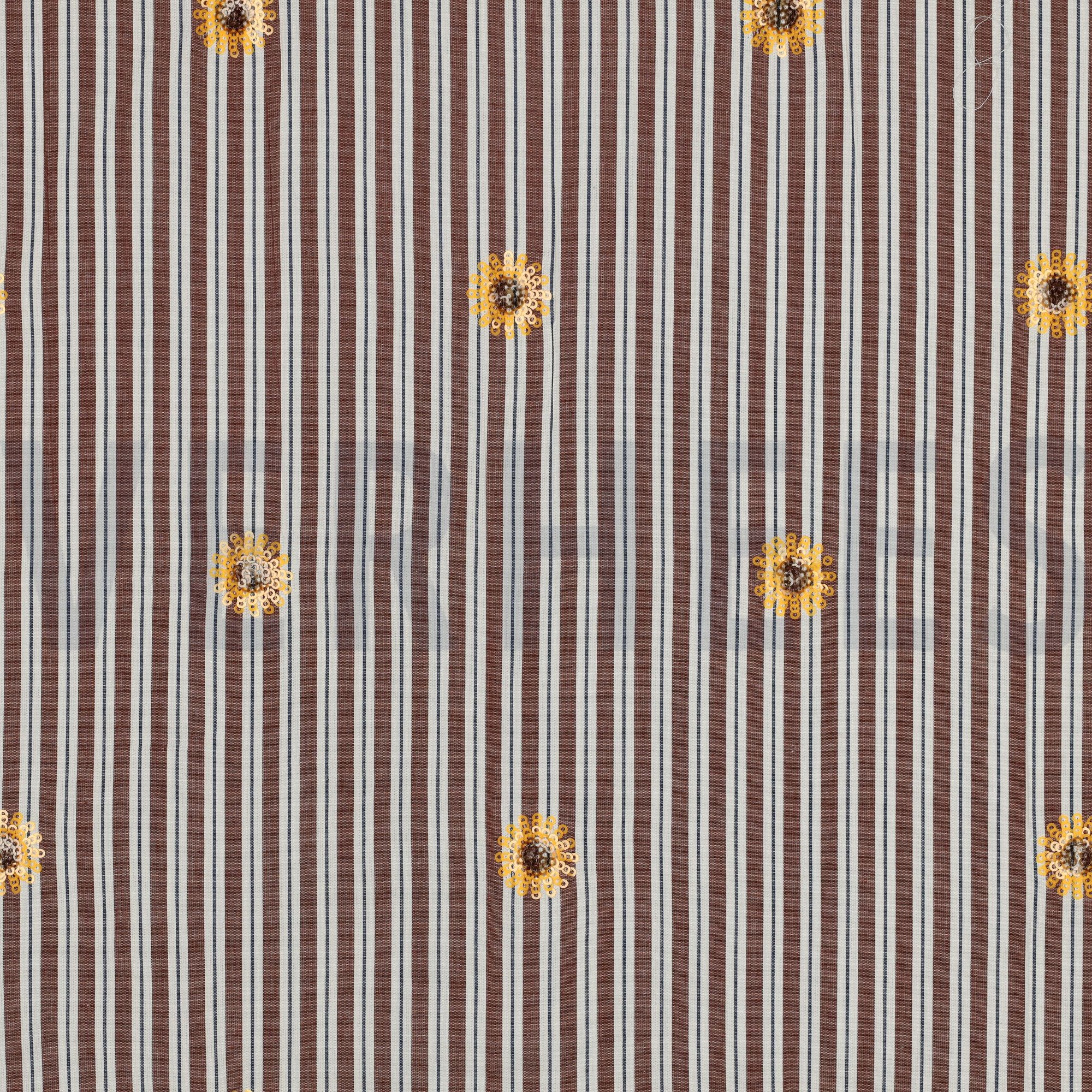 BAUMWOLLE STREIFEN PAILLETTEN BLUMEN BRAUN (high resolution)