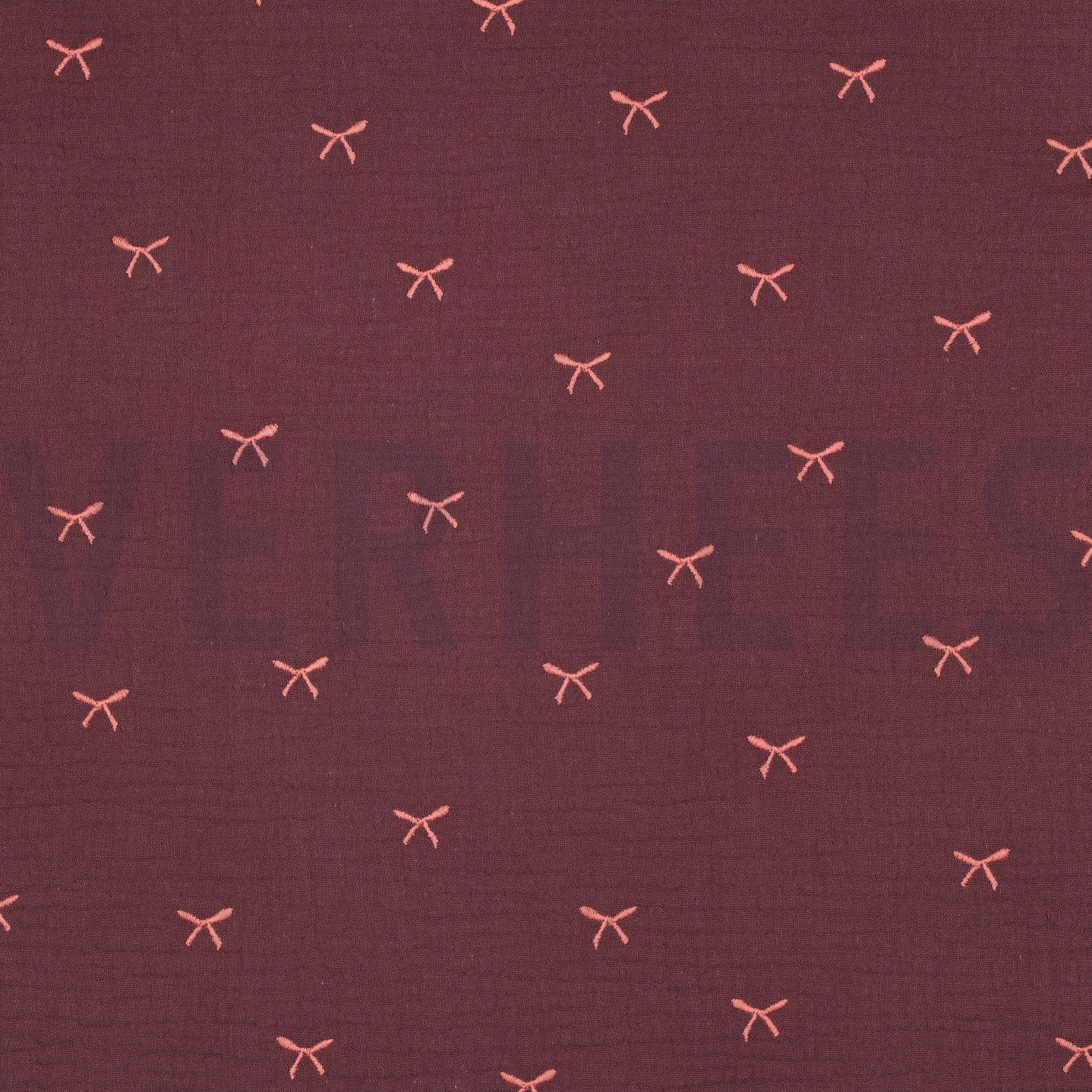 DOUBLE GAUZE EMBROIDERY STRIKJES BORDEAUXROOD (high resolution)