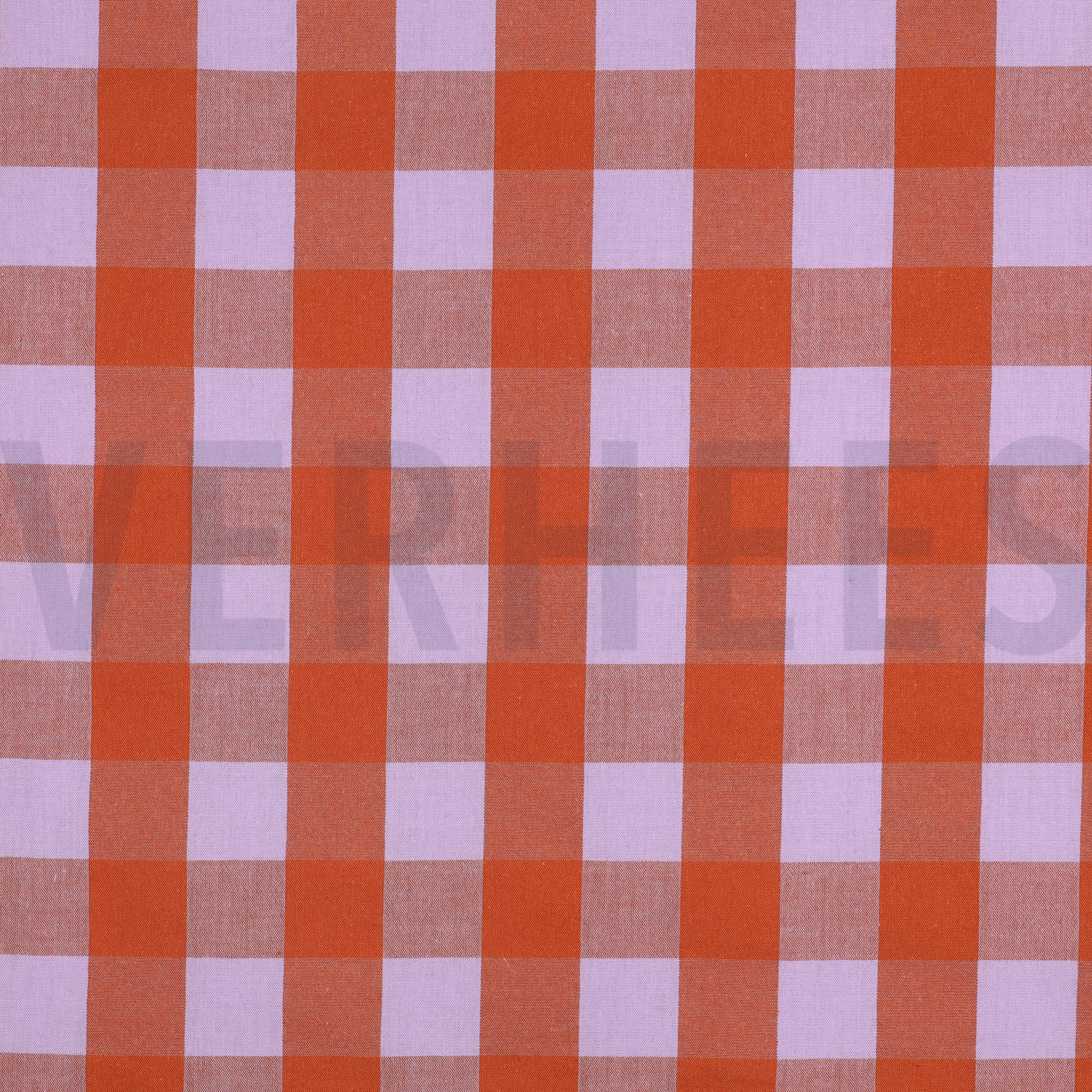 KATOEN GARENGEVERFD RUITEN LAVENDEL/ORANJE (high resolution)