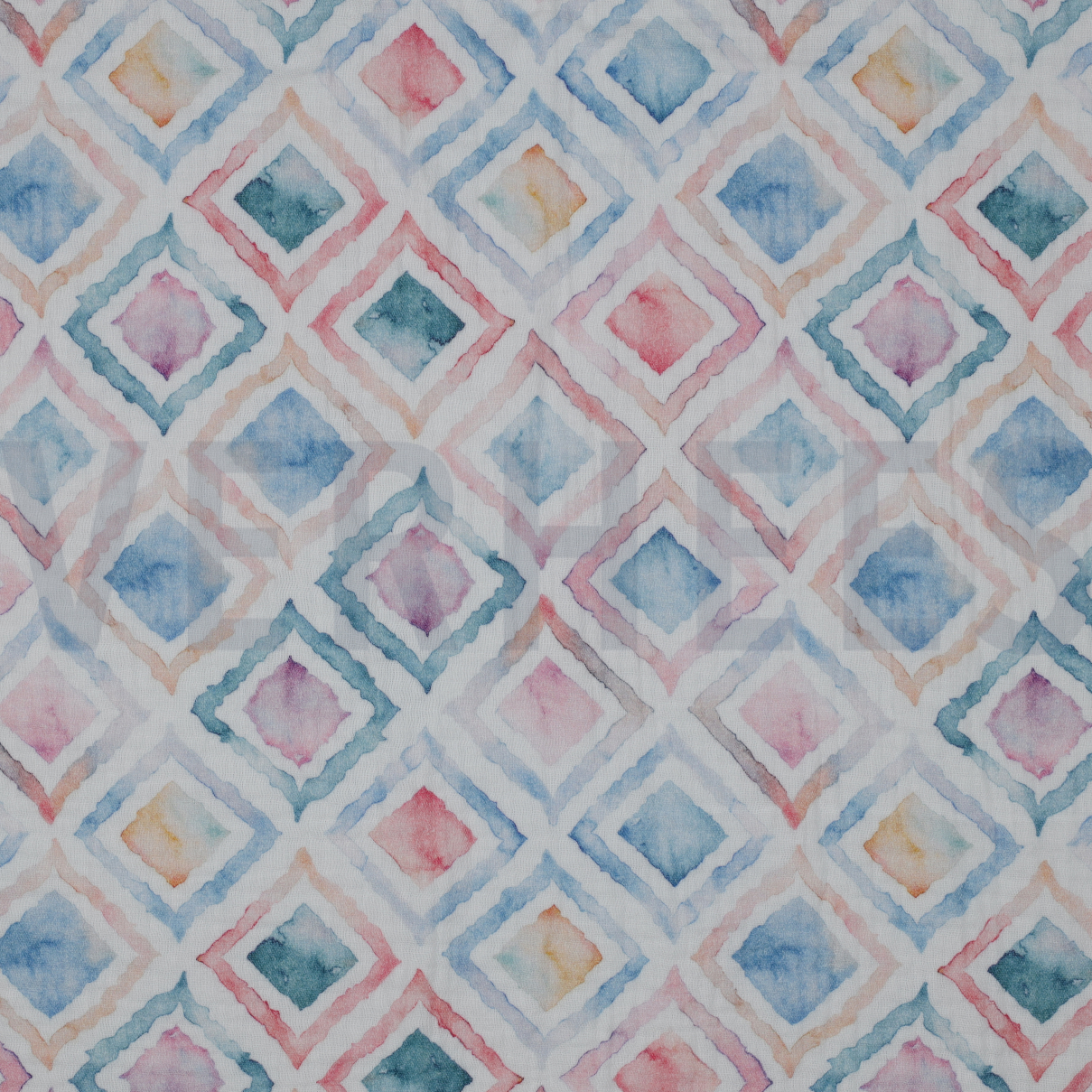 DOUBLE GAUZE DIGITAAL GEO WATERVERF BLAUW (high resolution)