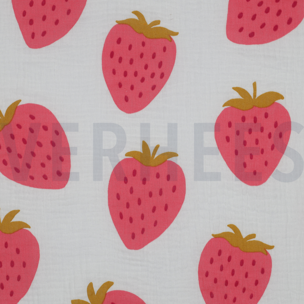 DOUBLE GAUZE STRAWBERRIES OFFWHITE (high resolution)