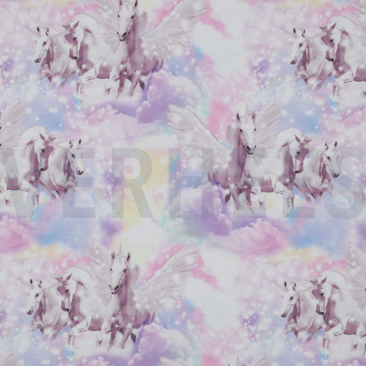 JERSEY DIGITAL EINHÖRNER WOLKEN LAVENDEL (high resolution)