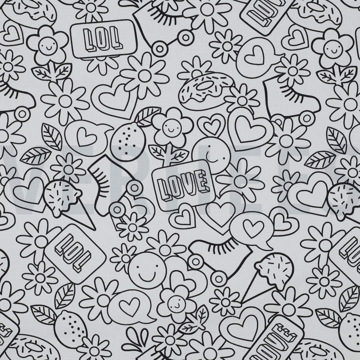 KATOENEN POPLIN RETRO INKLEURBAAR ZWART/WIT (high resolution)