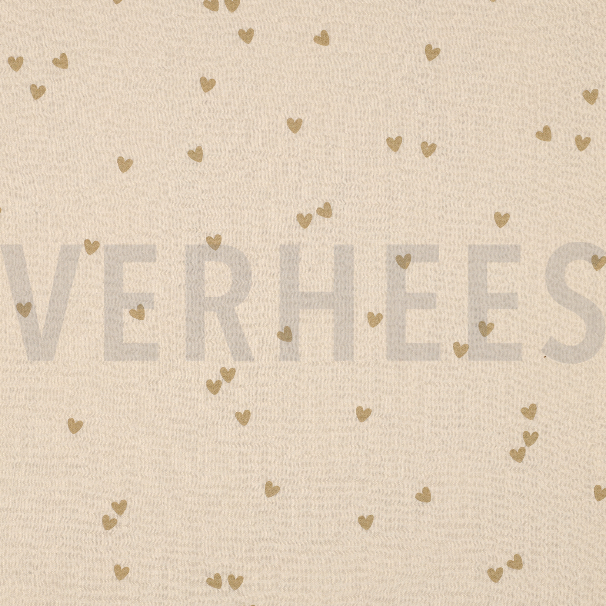 DOUBLE GAZE DE COTON PETITS COEURS SABLE (high resolution)