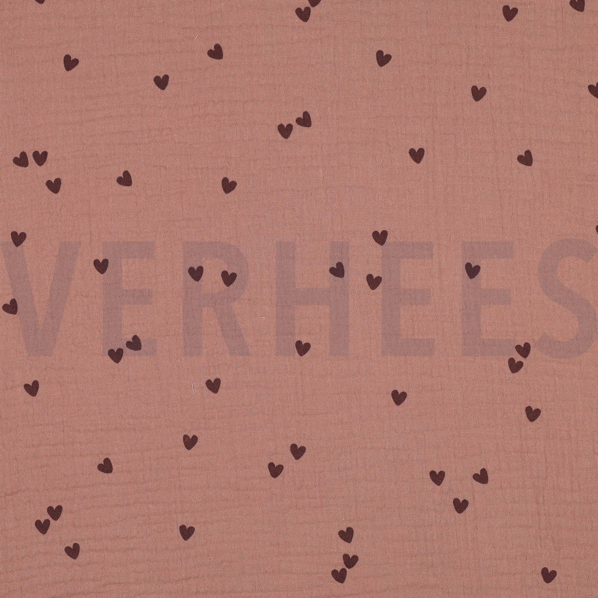 DOUBLE GAZE DE COTON PETITS COEURS MOCHA (high resolution)