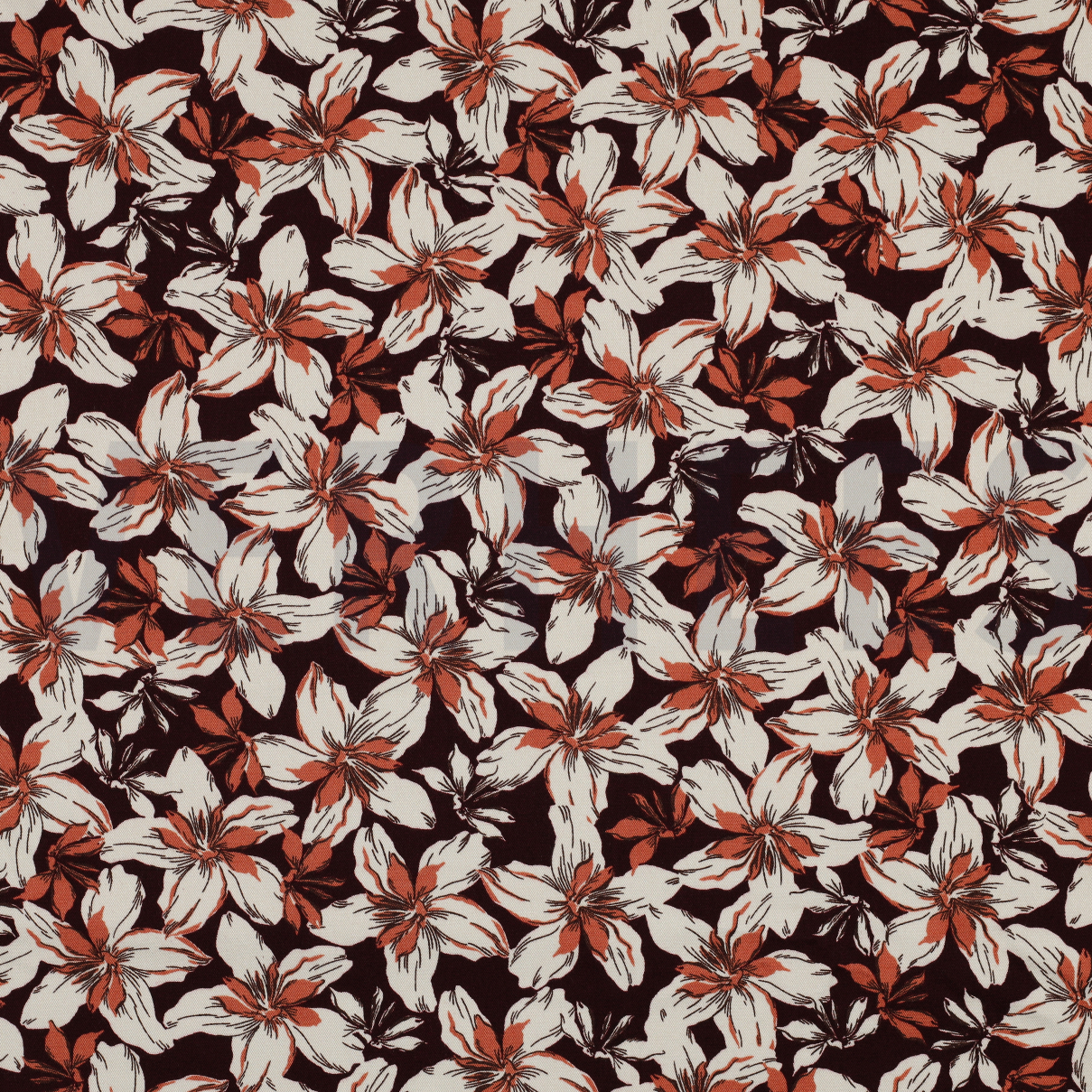 VISCOSE ROSELLA STRETCH BLOEMEN BORDEAUXROOD (high resolution)