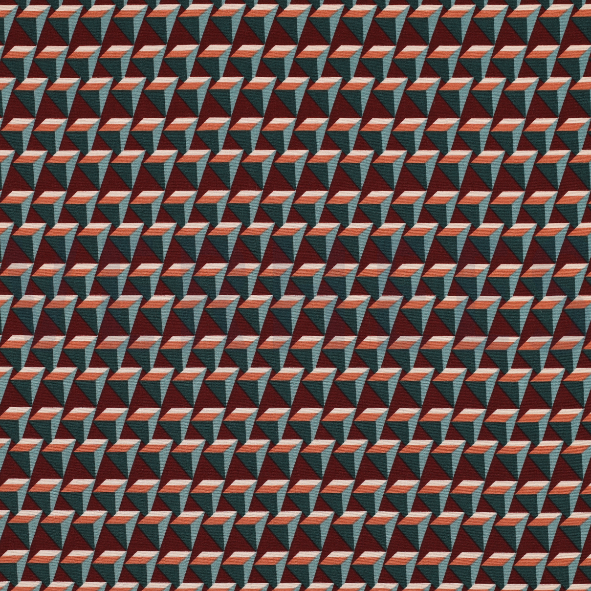 VISCOSE POPLIN STRETCH GEOMETRIC BURGUNDY (high resolution)