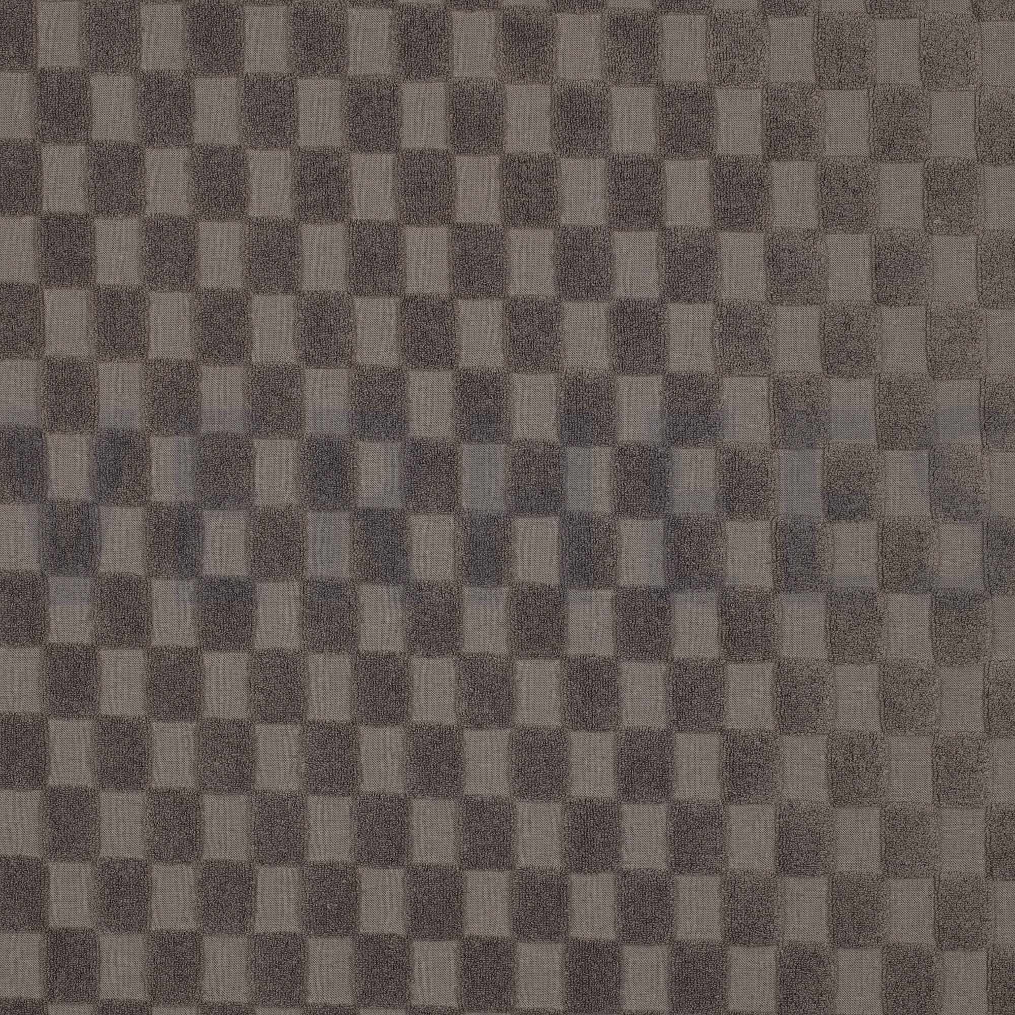 BAUMWOLLE FROTTEE GESTRICKT KAROS TAUPE (high resolution)