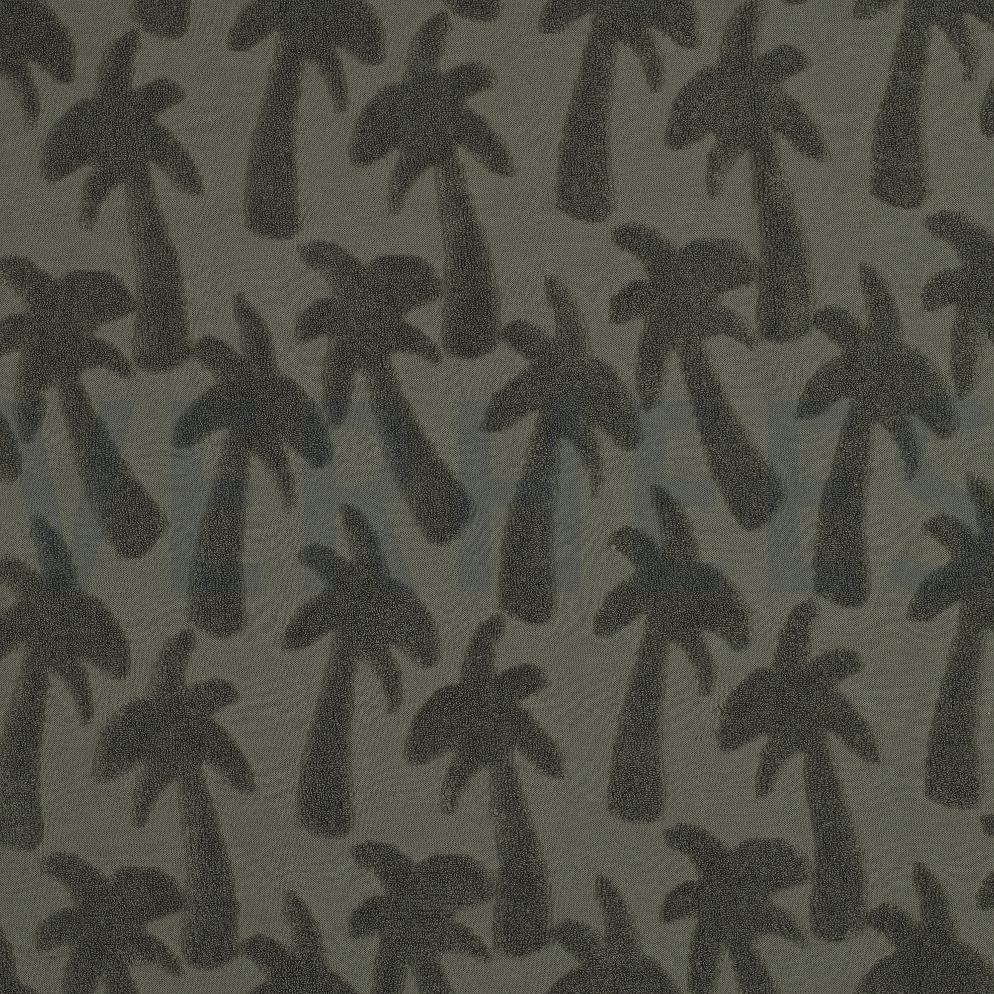 COTTON TOWELLING KNIT PALMTREES ARMY GREEN (high resolution)