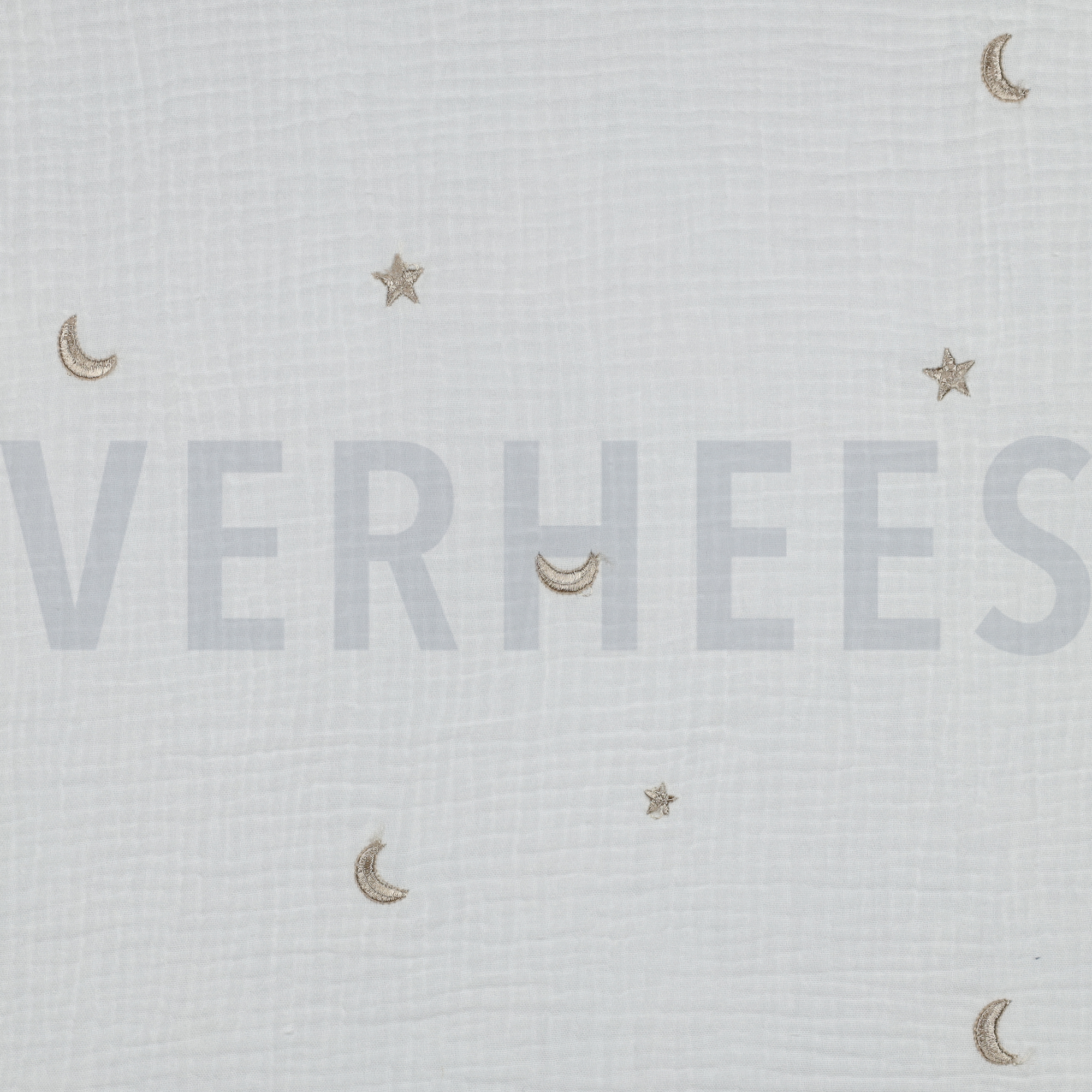 DOUBLE GAUZE EMBROIDERY STERREN GEBROKEN WIT (high resolution)