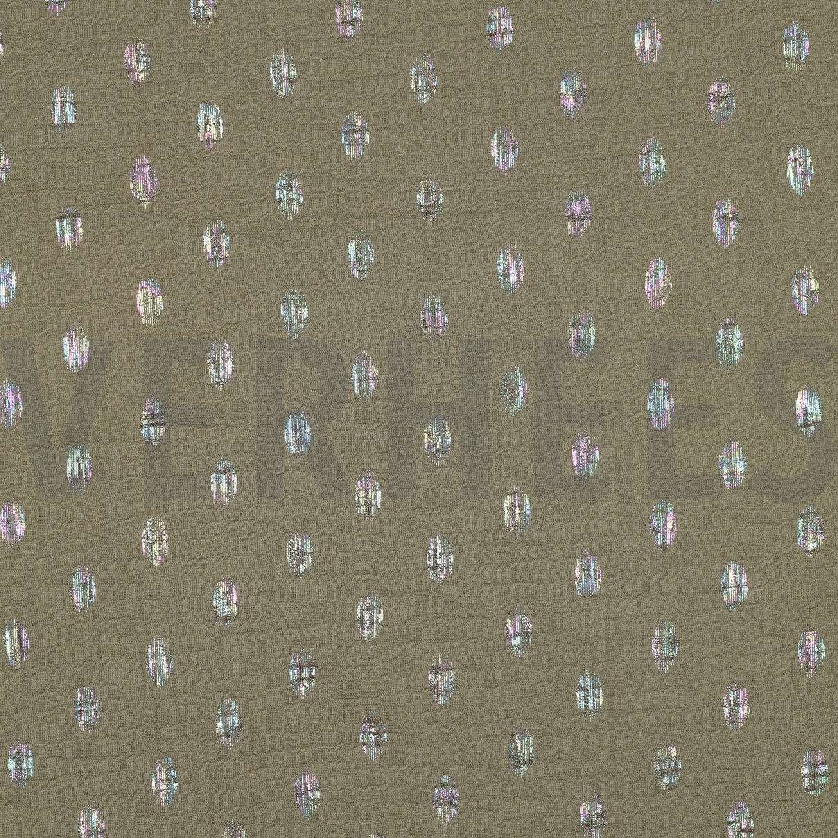 DOUBLE GAUZE FOIL SPOTS MOSS GREEN (high resolution)