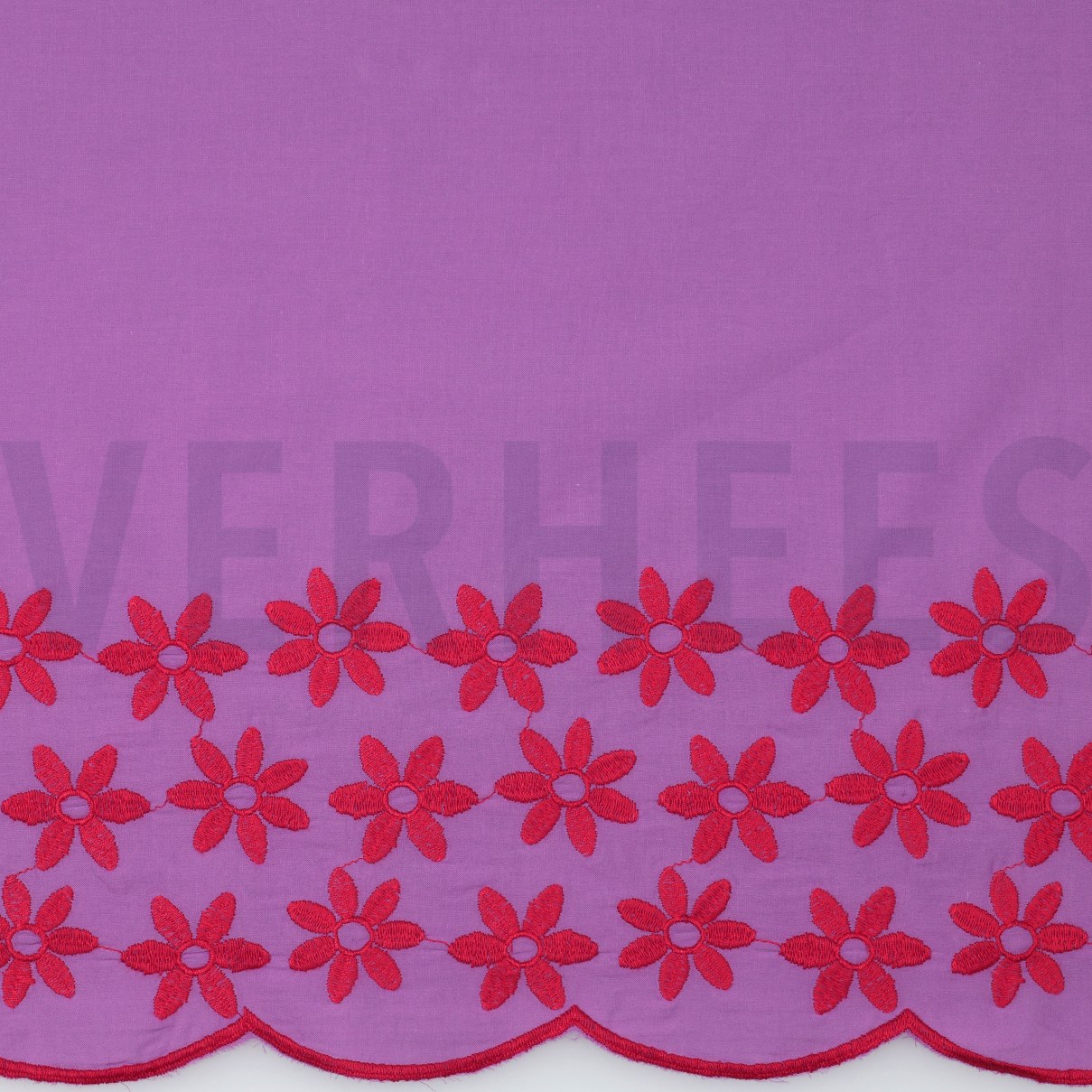 COTTON EMBROIDERY ONE-SIDE BORDER PURPLE/RED (high resolution)