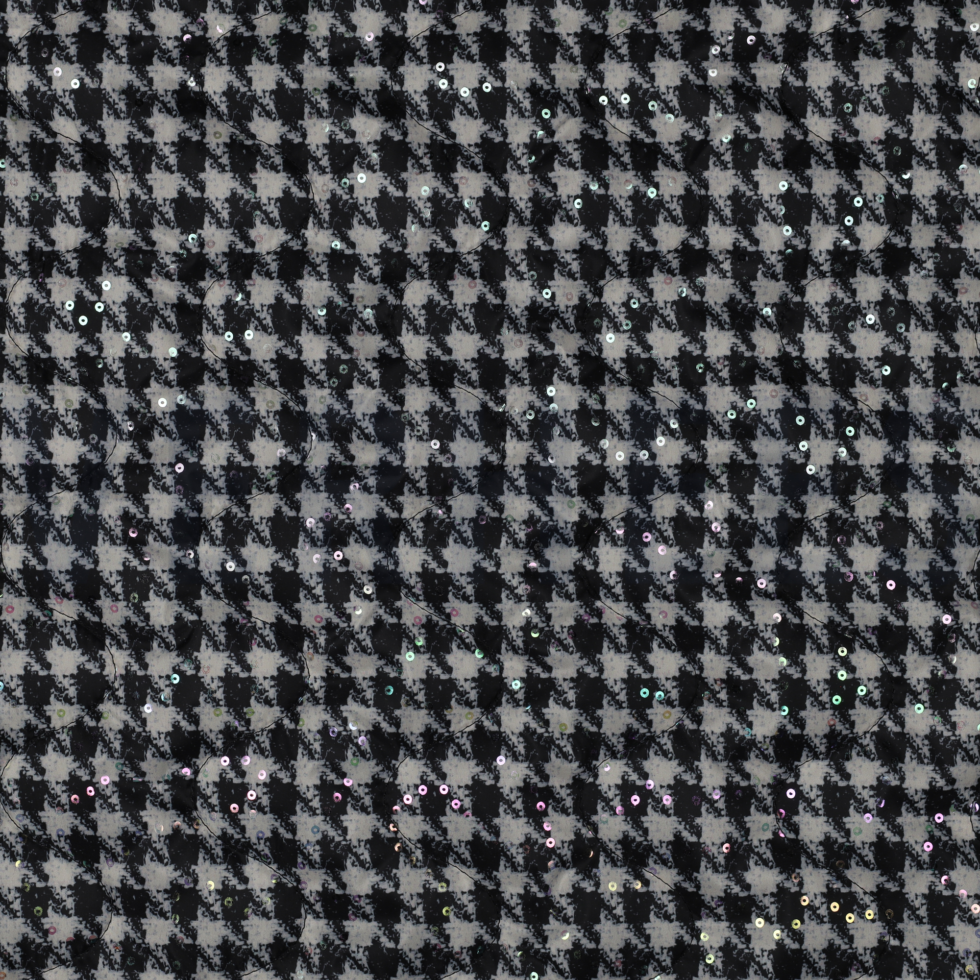 GEWATTEERD PIED DE POULE FOLIE PAILLETES ZWART/WIT (high resolution)